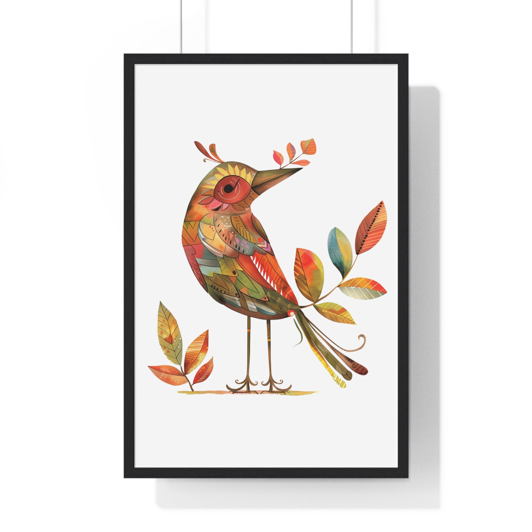 Leafsong Bird – Nature-Inspired Wooden Framed Wall Art