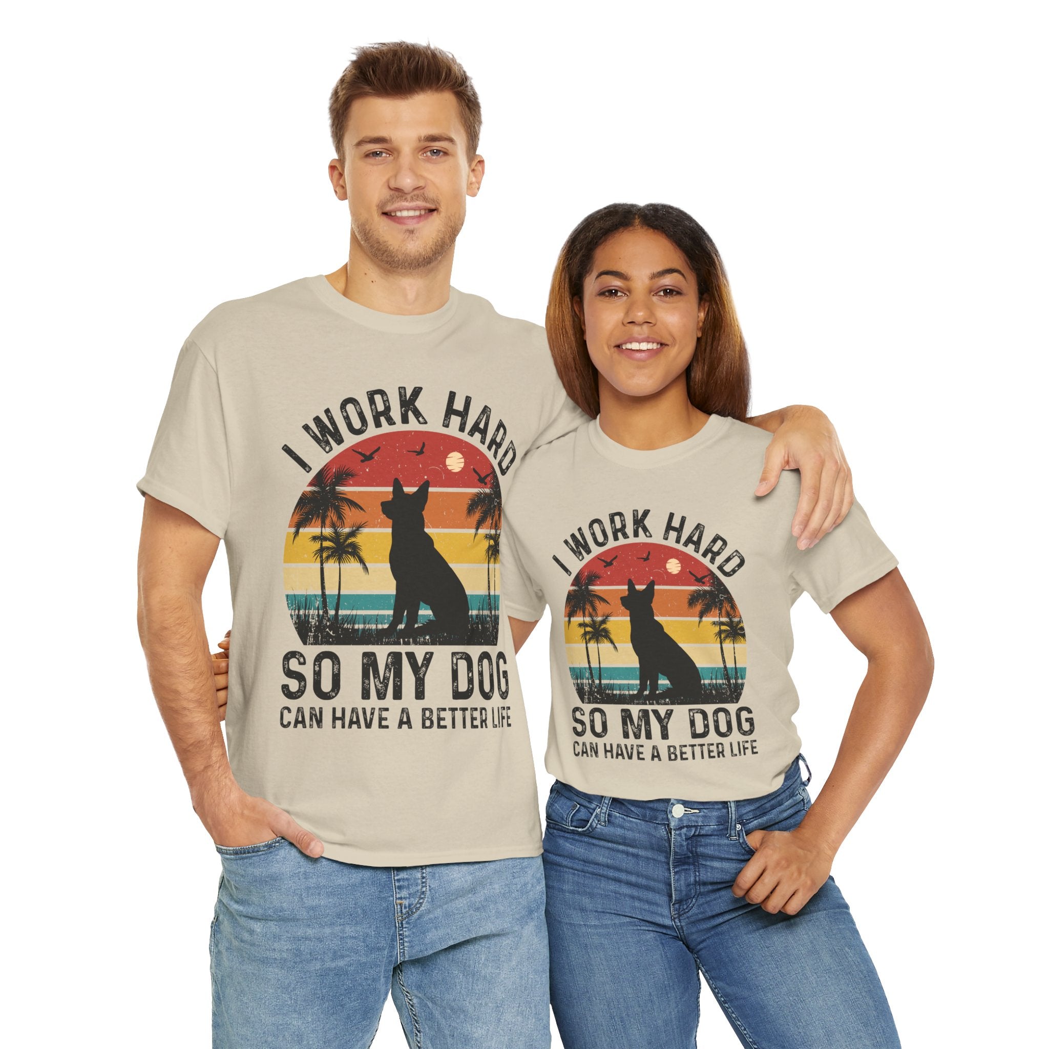 Retro Dog Lover Tee - Work Hard for My Pet