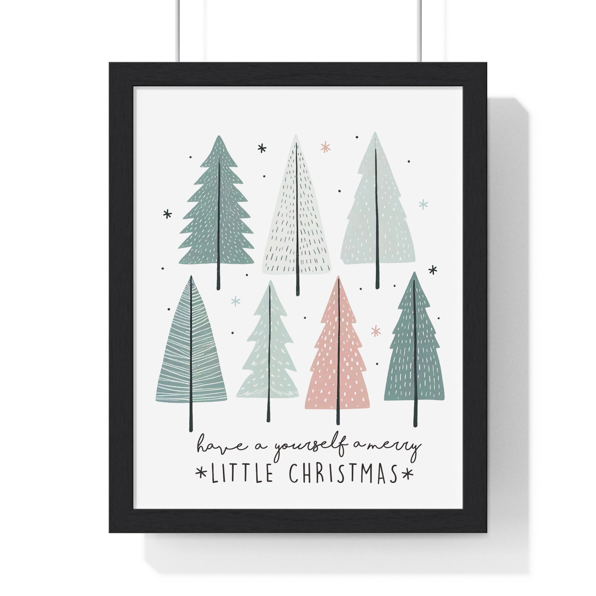 Merry Little Christmas Pastel Tree Framed Wall Art