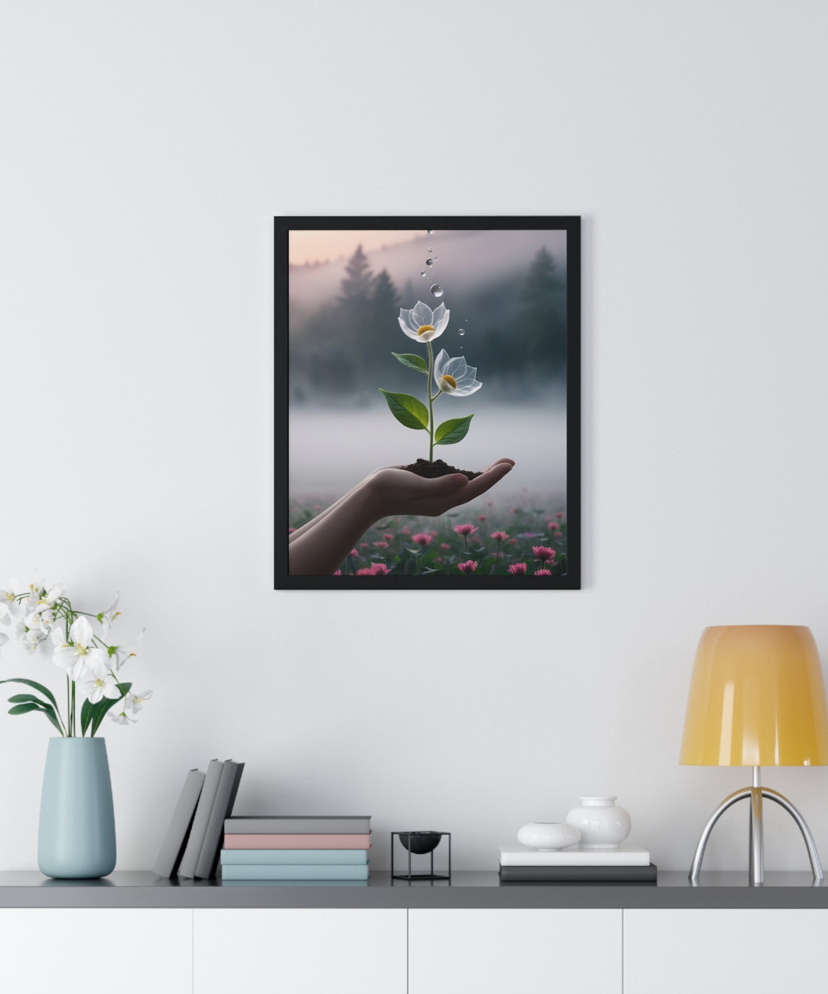 Vertical Framed Poster - Floral Growth Inspirational Wall Art, Botanical Decor, Nature Lovers Gift, Modern Aesthetic, Home Office Decoration - Gallory Hive