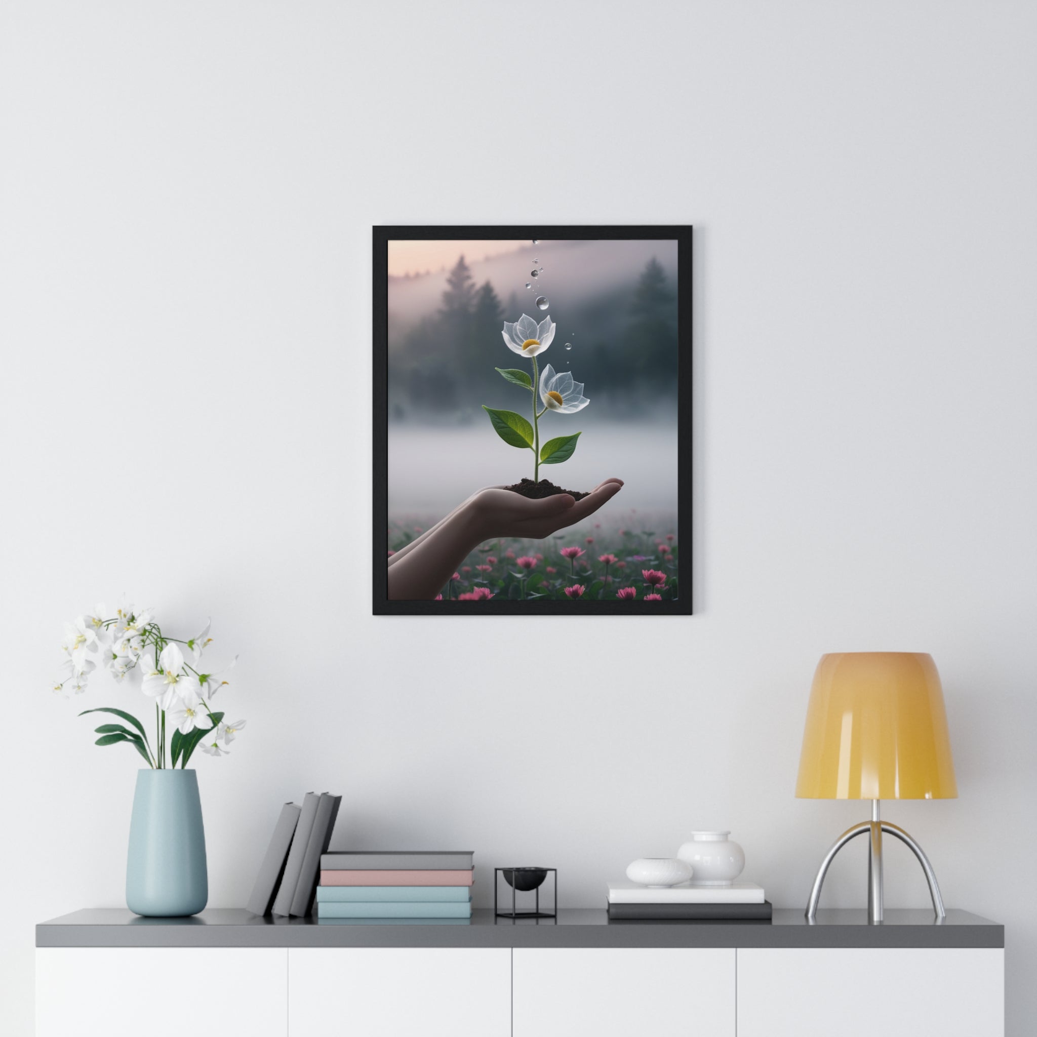 Vertical Framed Poster - Floral Growth Inspirational Wall Art, Botanical Decor, Nature Lovers Gift, Modern Aesthetic, Home Office Decoration - Gallory Hive