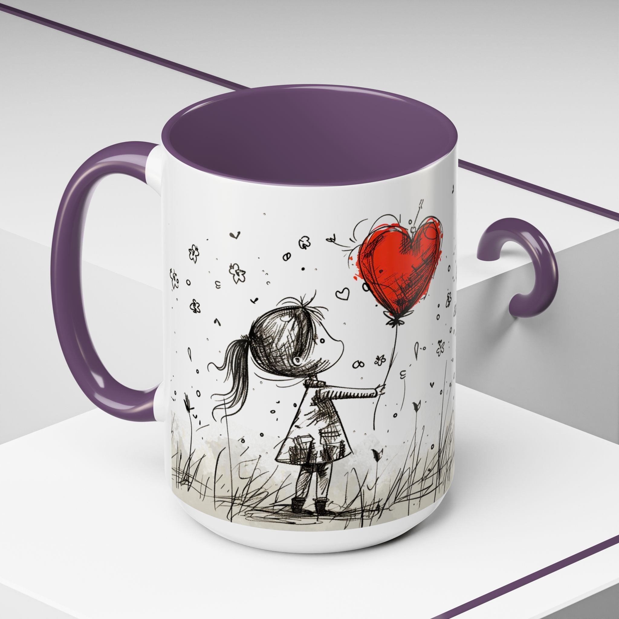 Love Heart Sketch Ceramic Coffee Mug | Gallory Hive