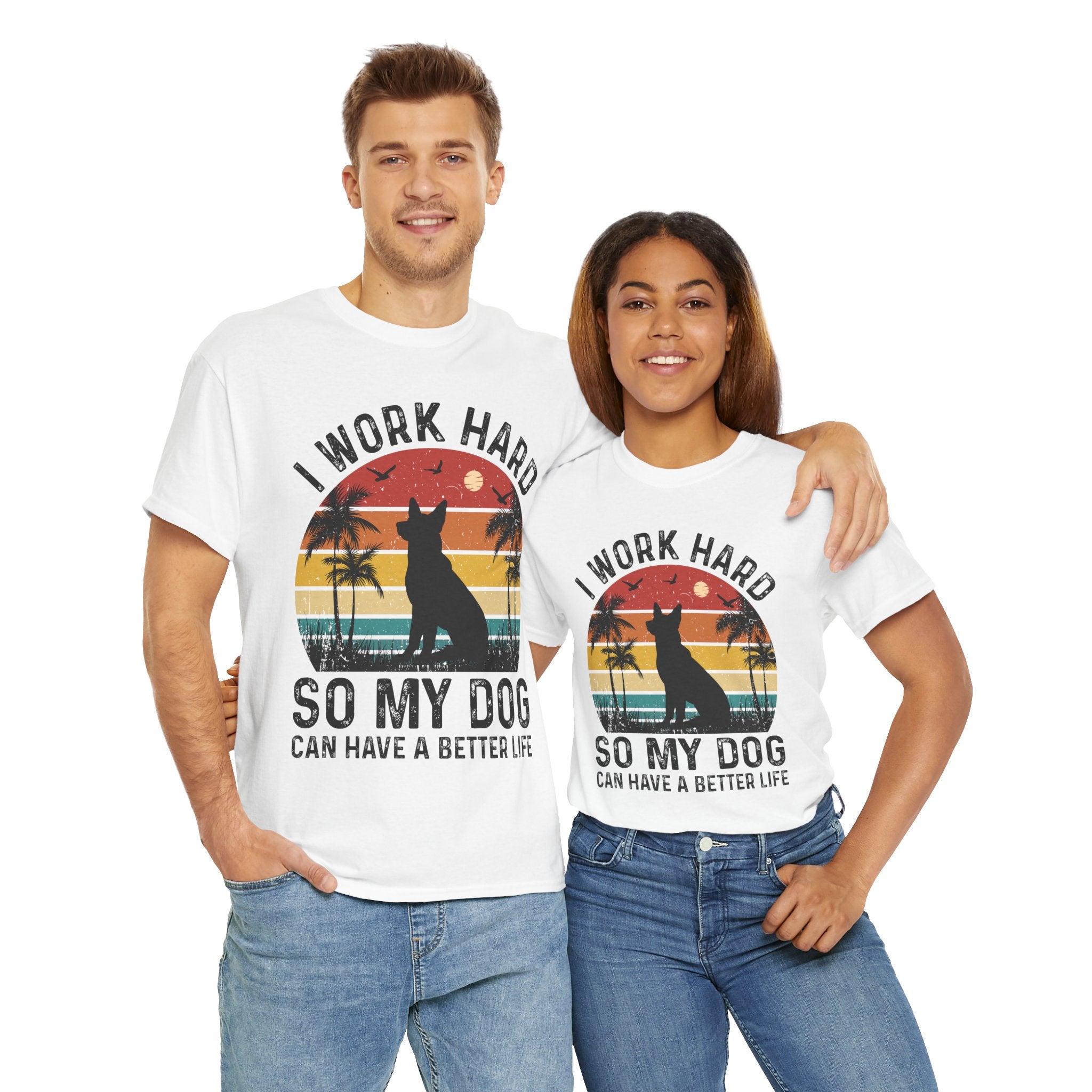 Retro Dog Lover Tee - Work Hard for My Pet