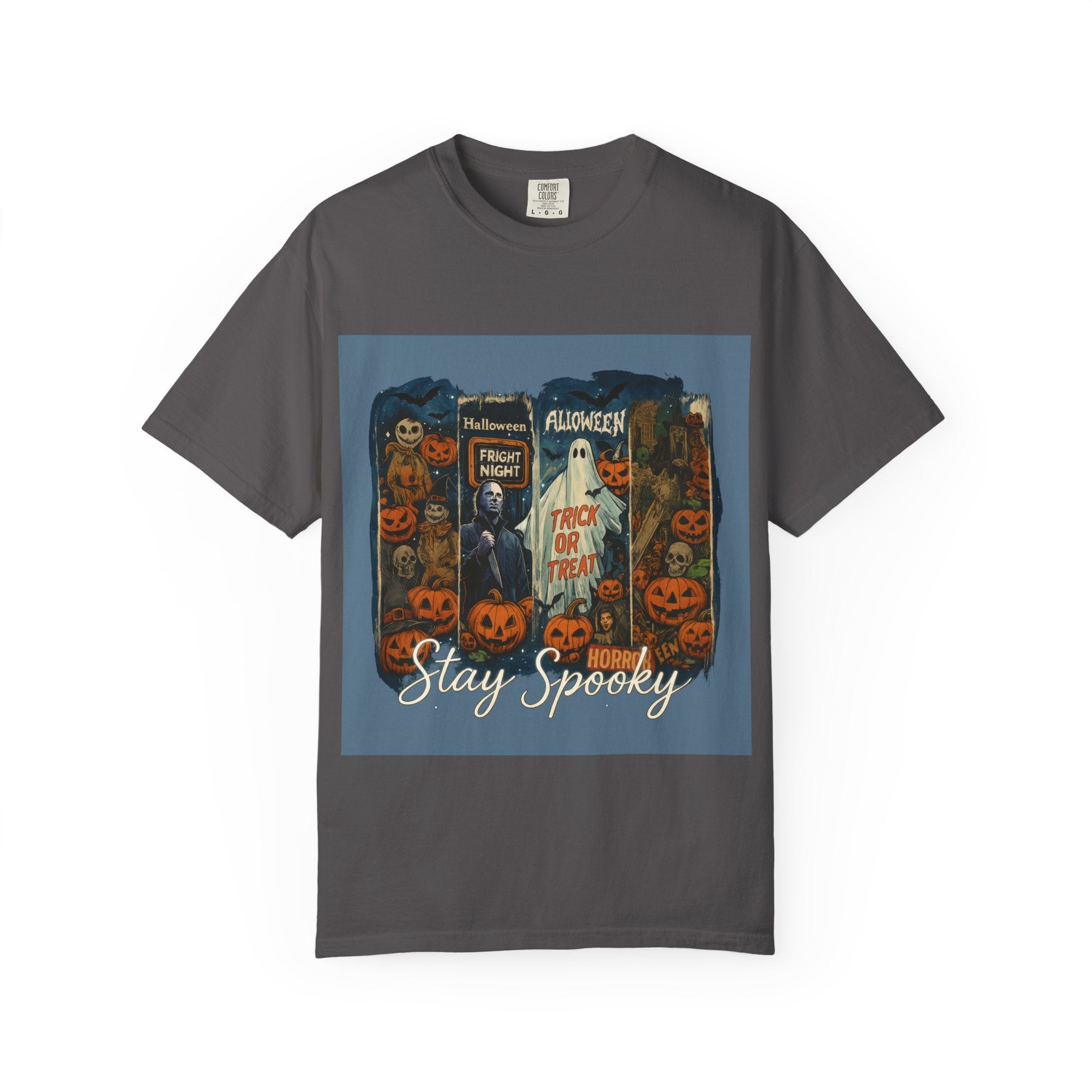 Stay Spooky Halloween Horror T-Shirt – Retro Slasher, Ghost, Pumpkins & Fright Night Design