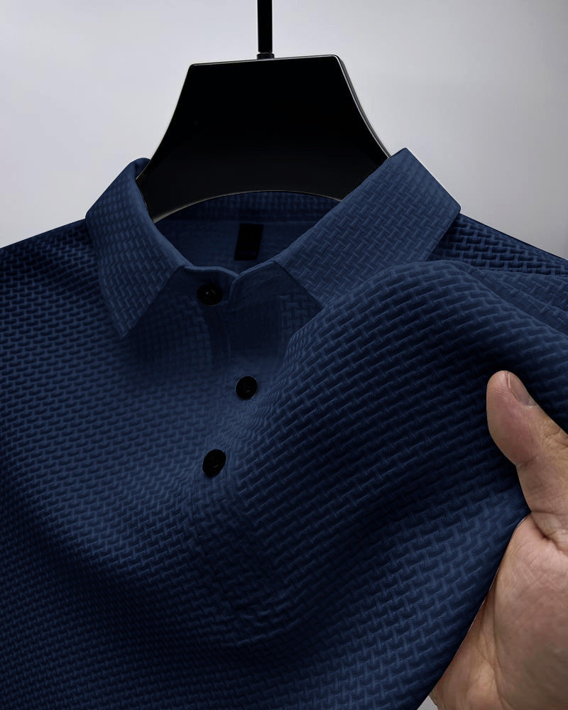 Men’s Textured Grey Polo Shirt – Modern Fit