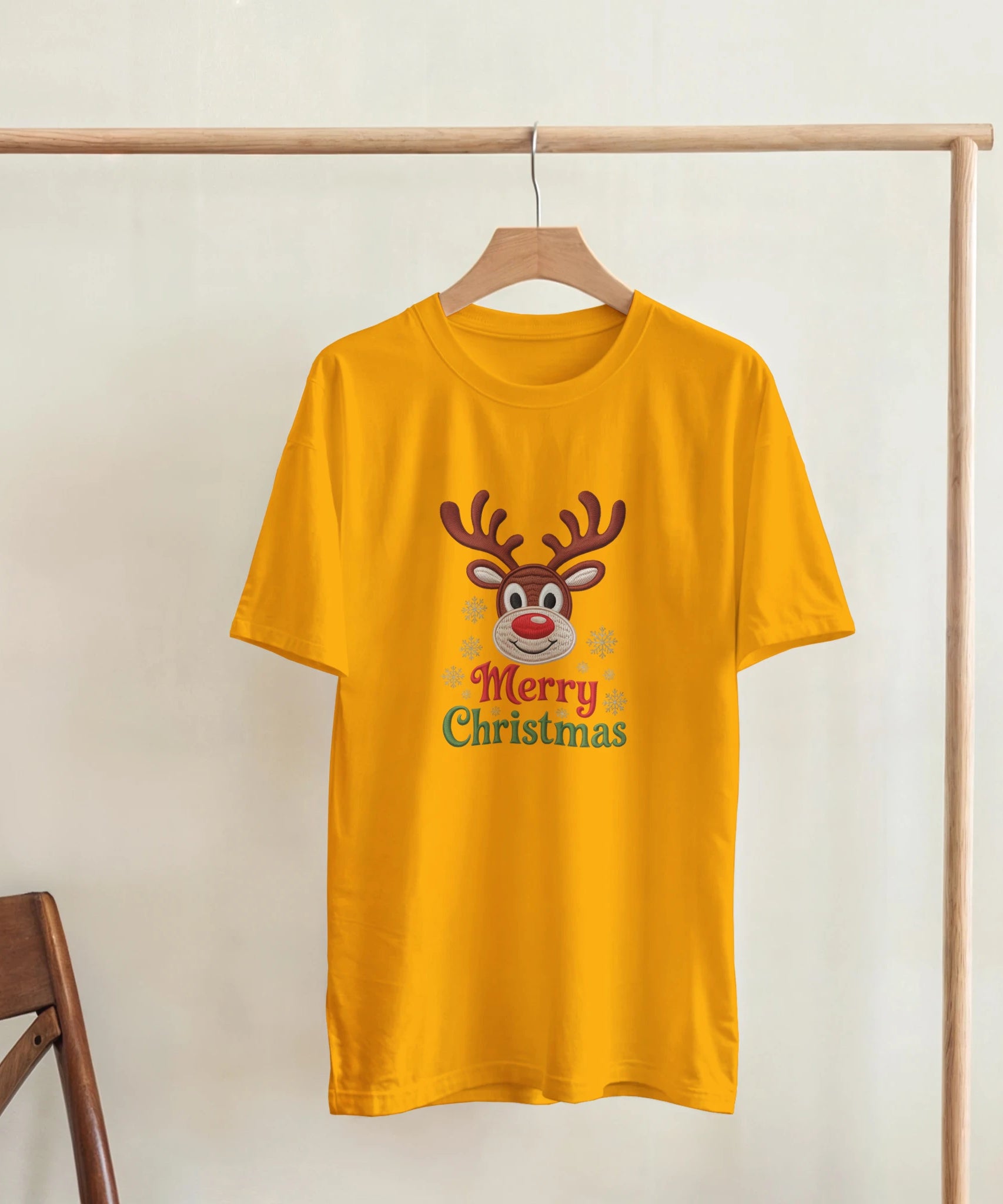 Festive Reindeer Merry Christmas Crewneck T-Shirt | Gallory Hive