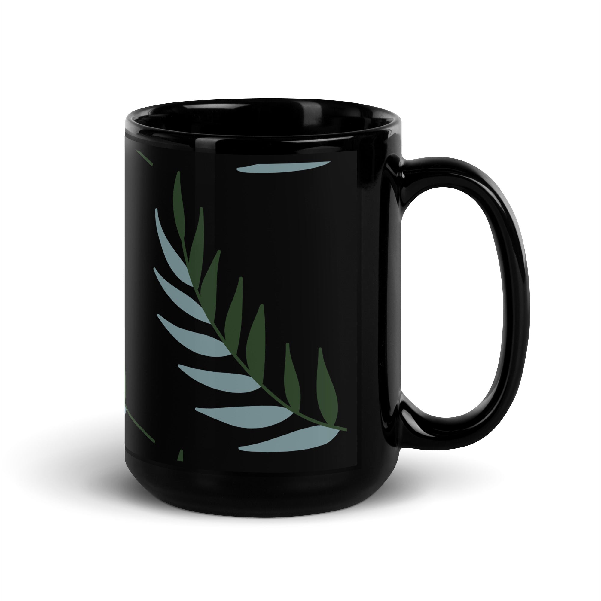 Black Glossy Leaf Mug – Perfect Gift & Daily Use | Gallory Hive