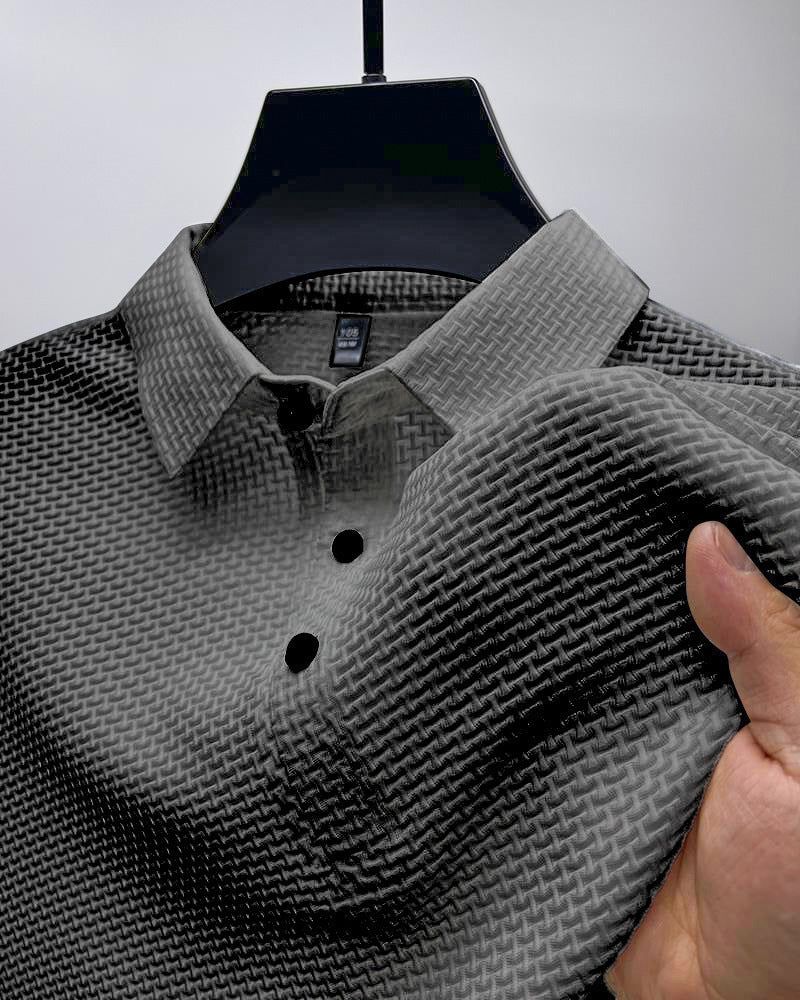 Men’s Textured Grey Polo Shirt – Modern Fit