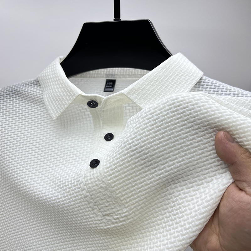 Men’s Textured Grey Polo Shirt – Modern Fit