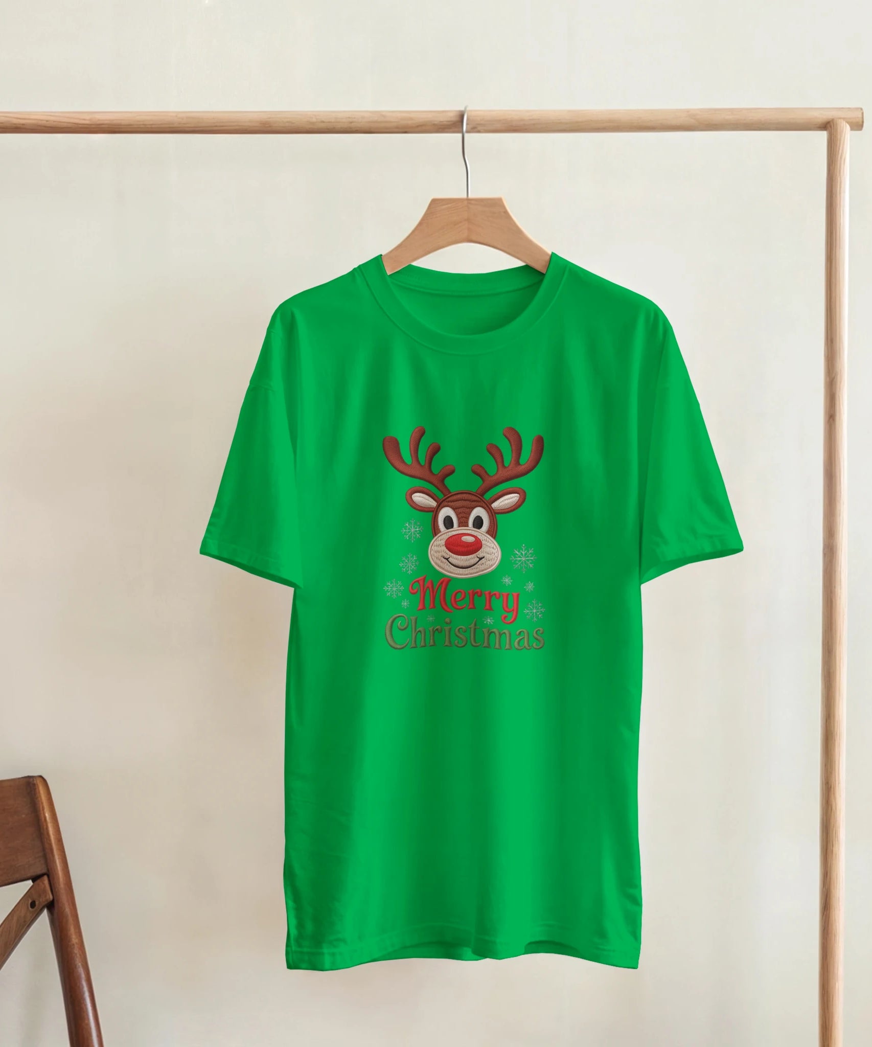Festive Reindeer Merry Christmas Crewneck T-Shirt | Gallory Hive