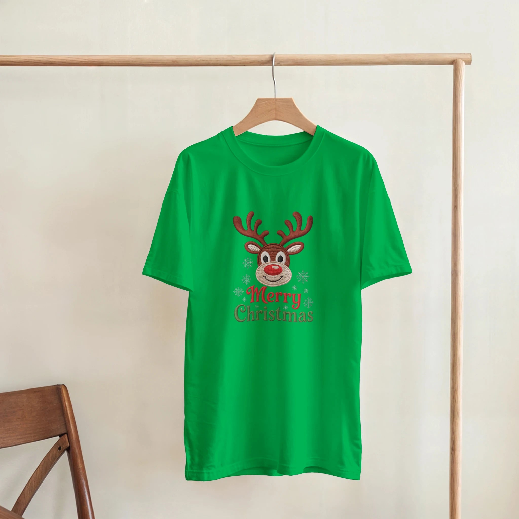Festive Reindeer Merry Christmas Crewneck T-Shirt | Gallory Hive
