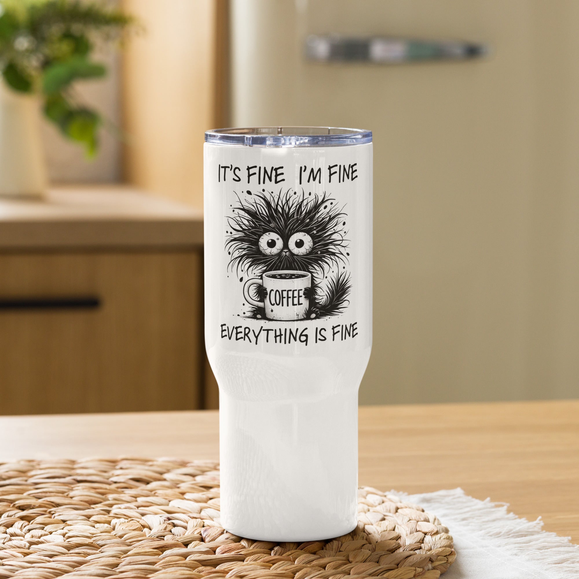 Quirky Coffee Cat Insulated Travel Mug | Gallory Hive