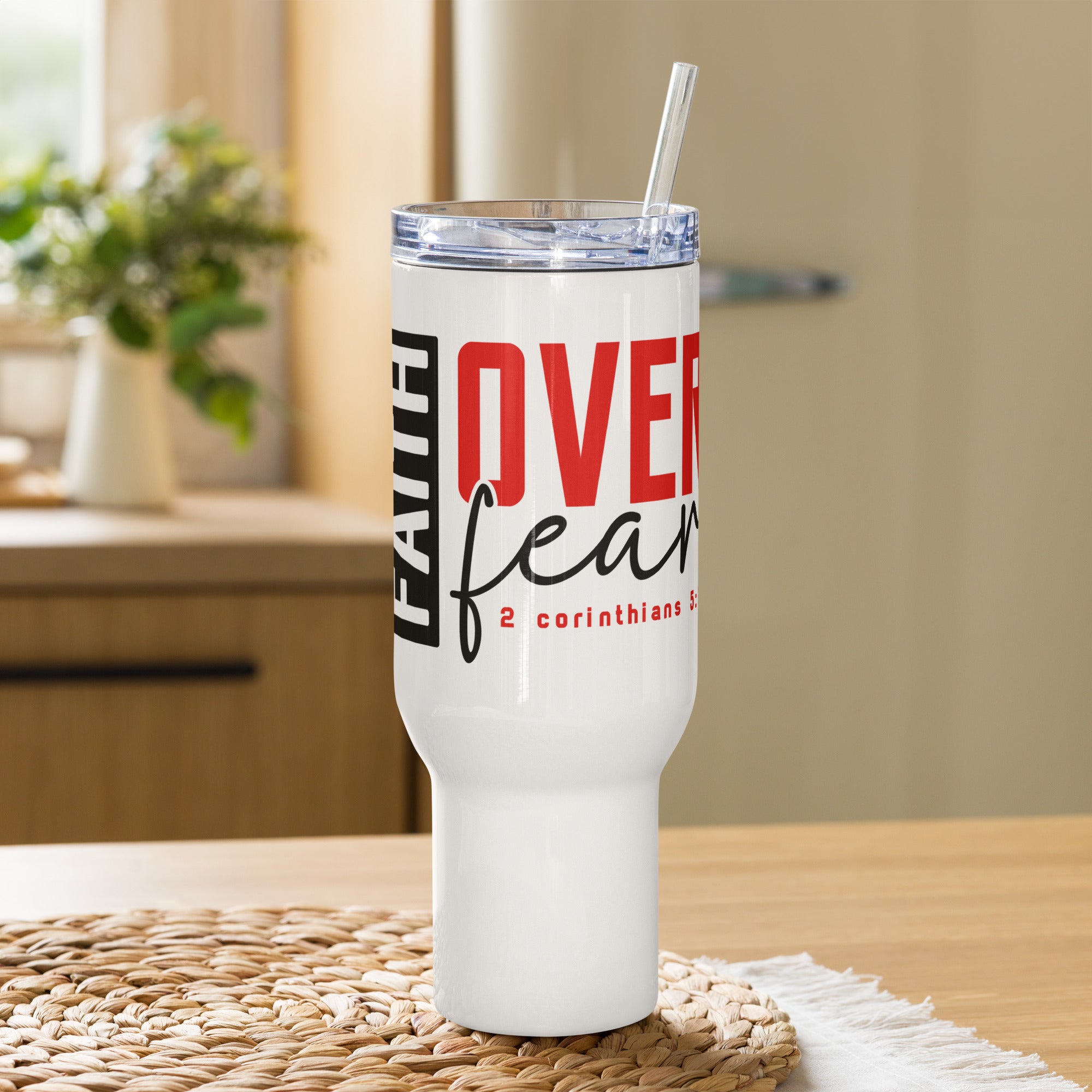 Bold Scripture Travel Tumbler with Handle | Gallory Hive