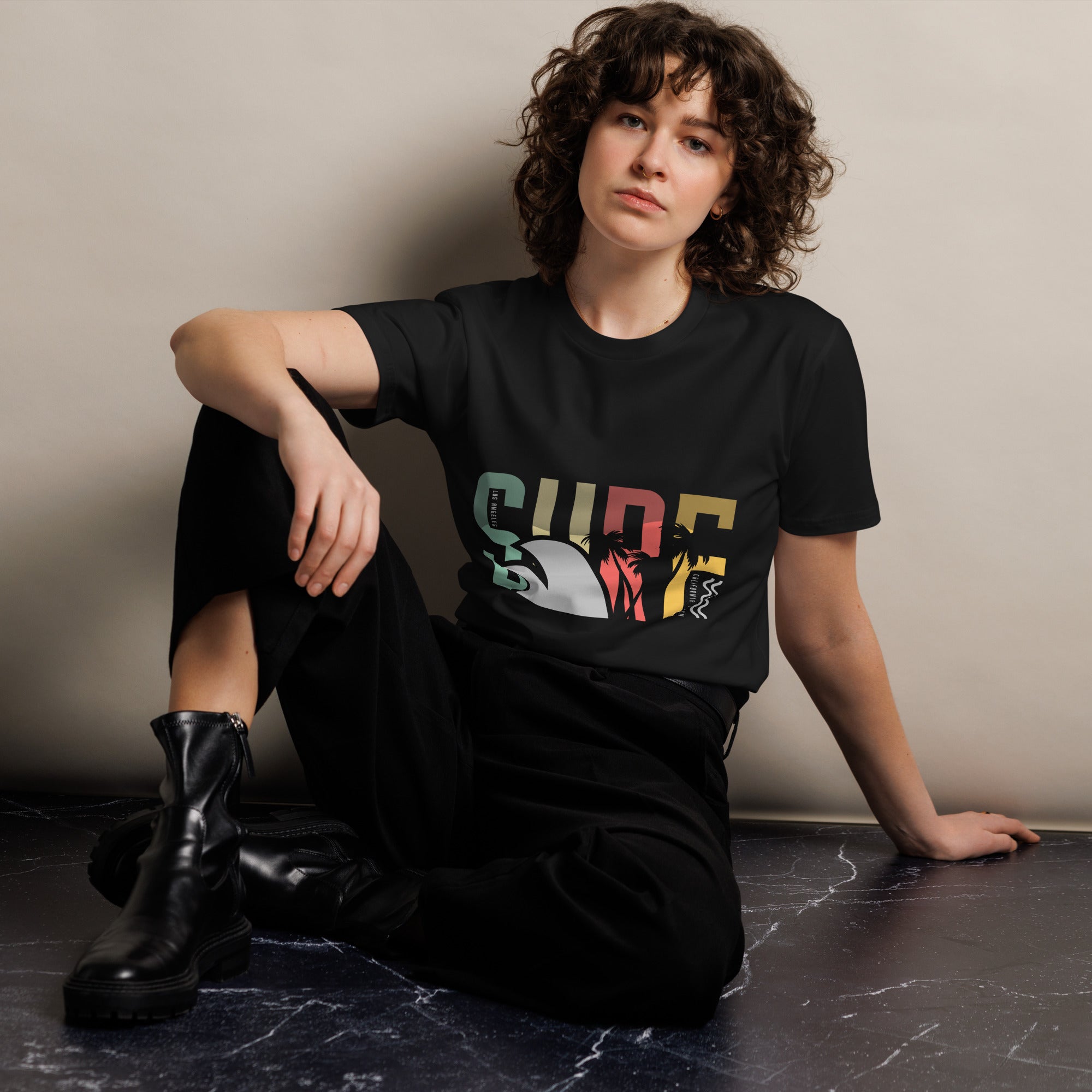 Retro Surf Beach Premium Unisex Cotton T-Shirt | Gallory Hive