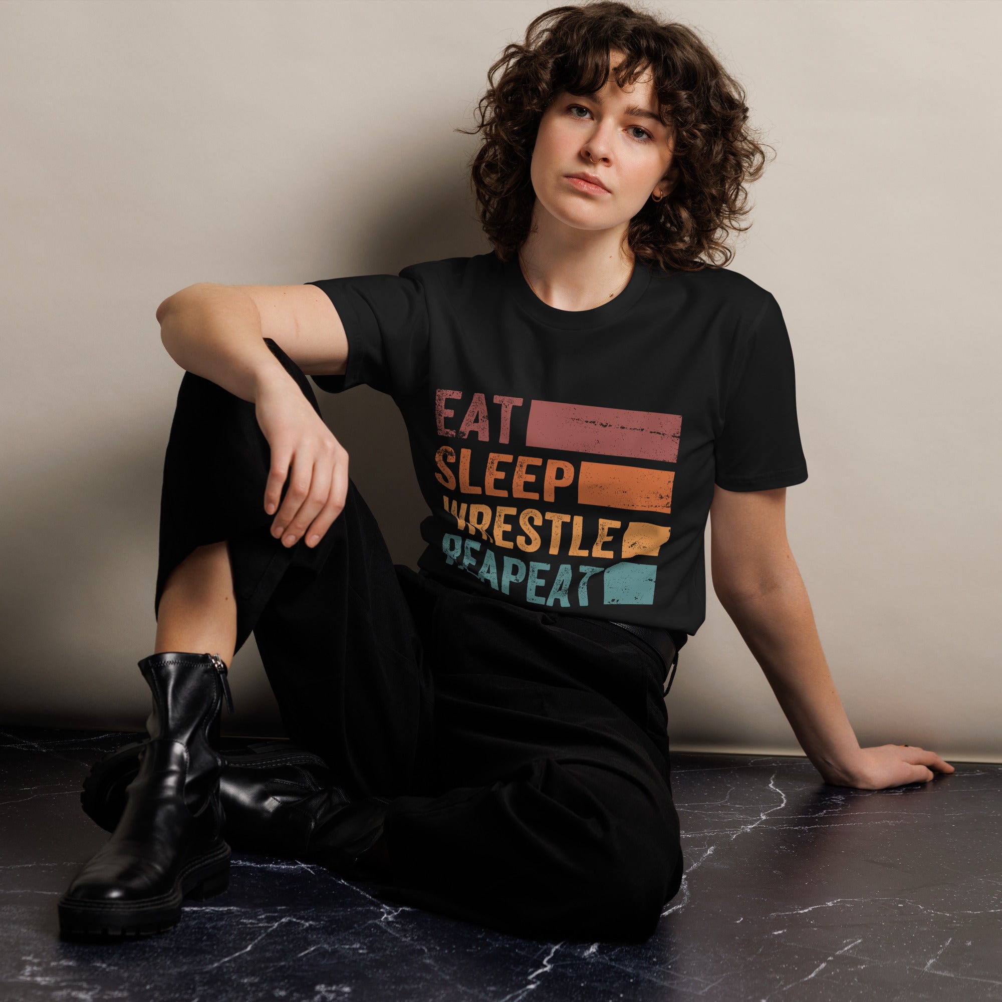 Eat Sleep Wrestle Repeat Wrestling Unisex Premium T-Shirt | Gallory Hive