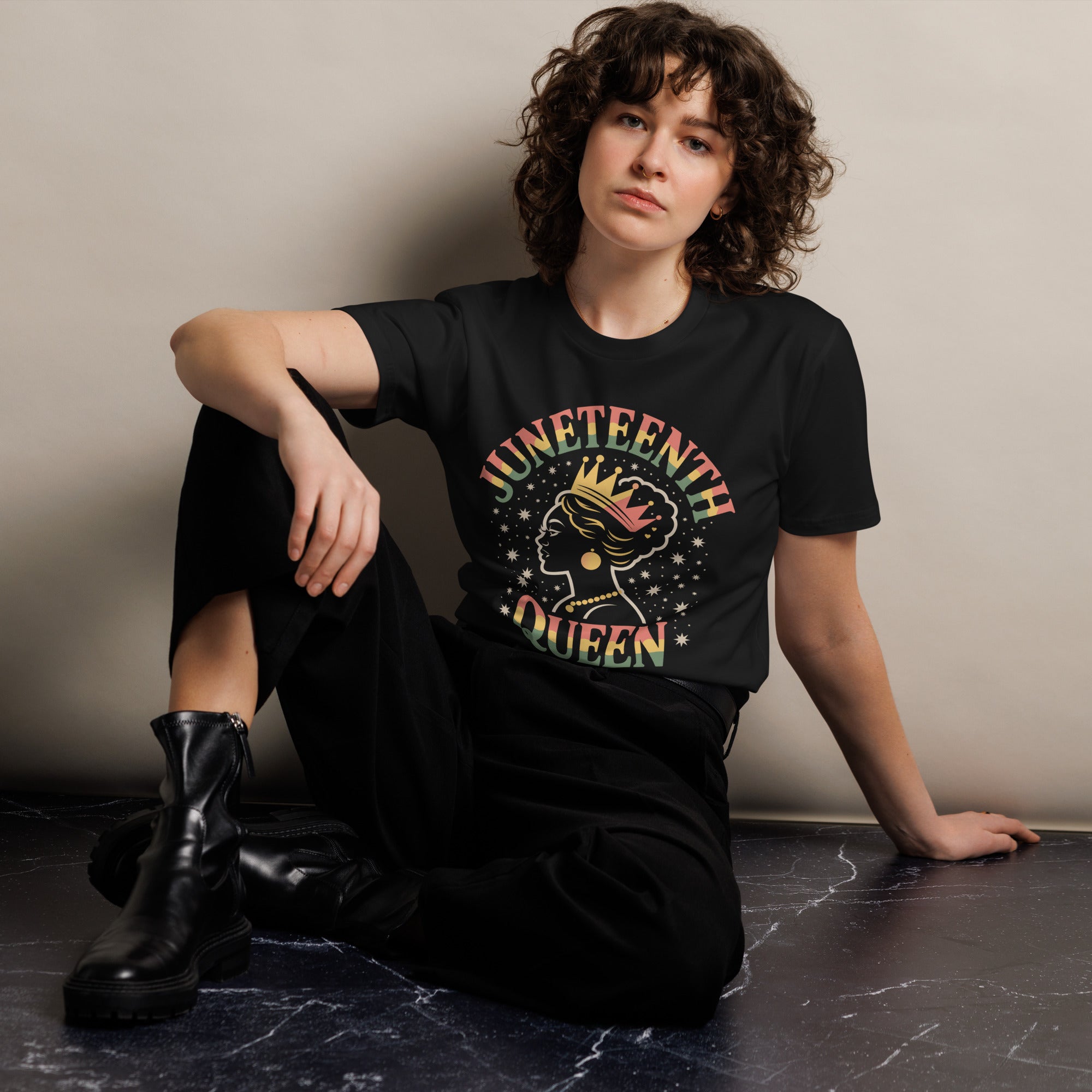 Juneteenth Queen Crown Afro Graphic Unisex Premium T-Shirt | Gallory Hive