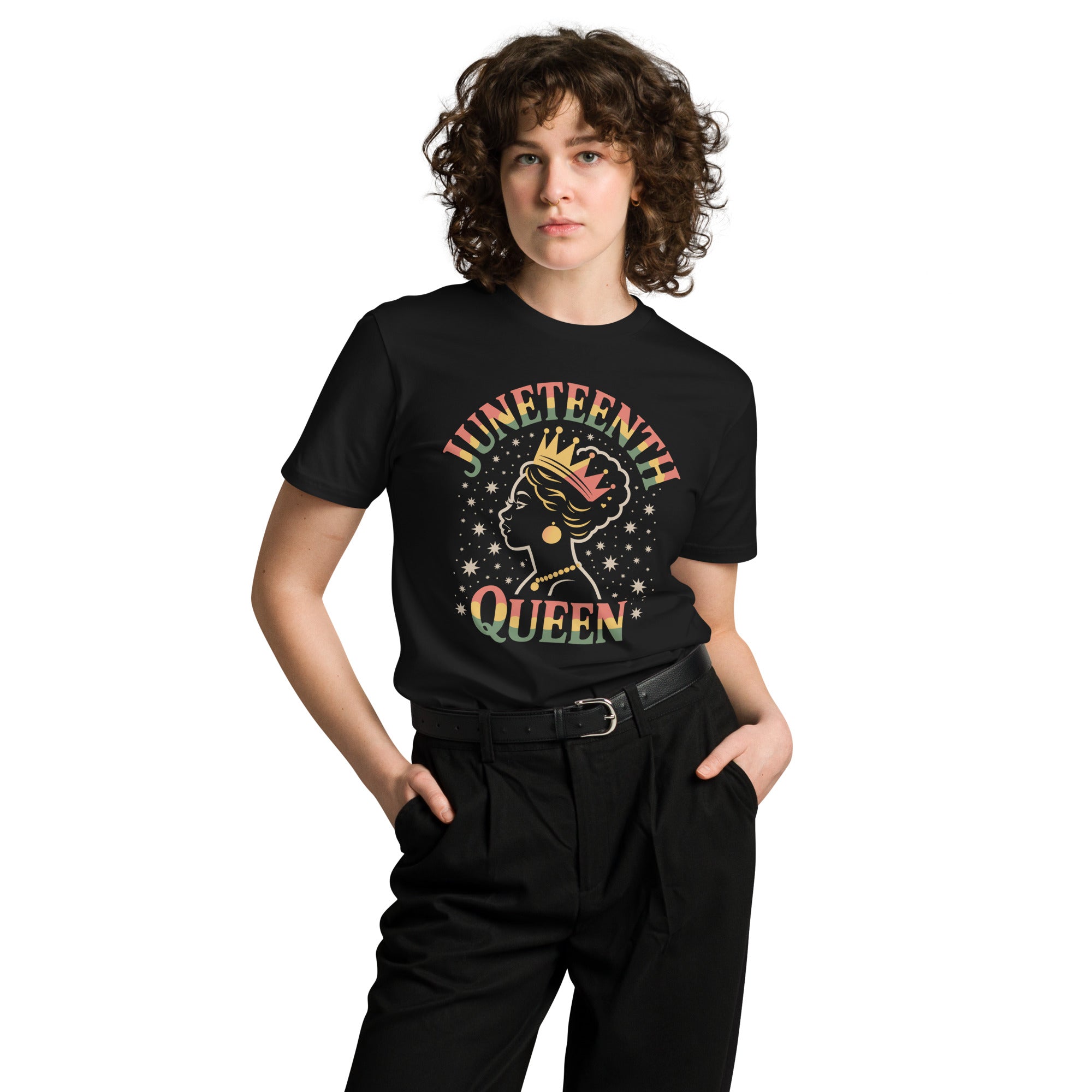 Juneteenth Queen Crown Afro Graphic Unisex Premium T-Shirt | Gallory Hive