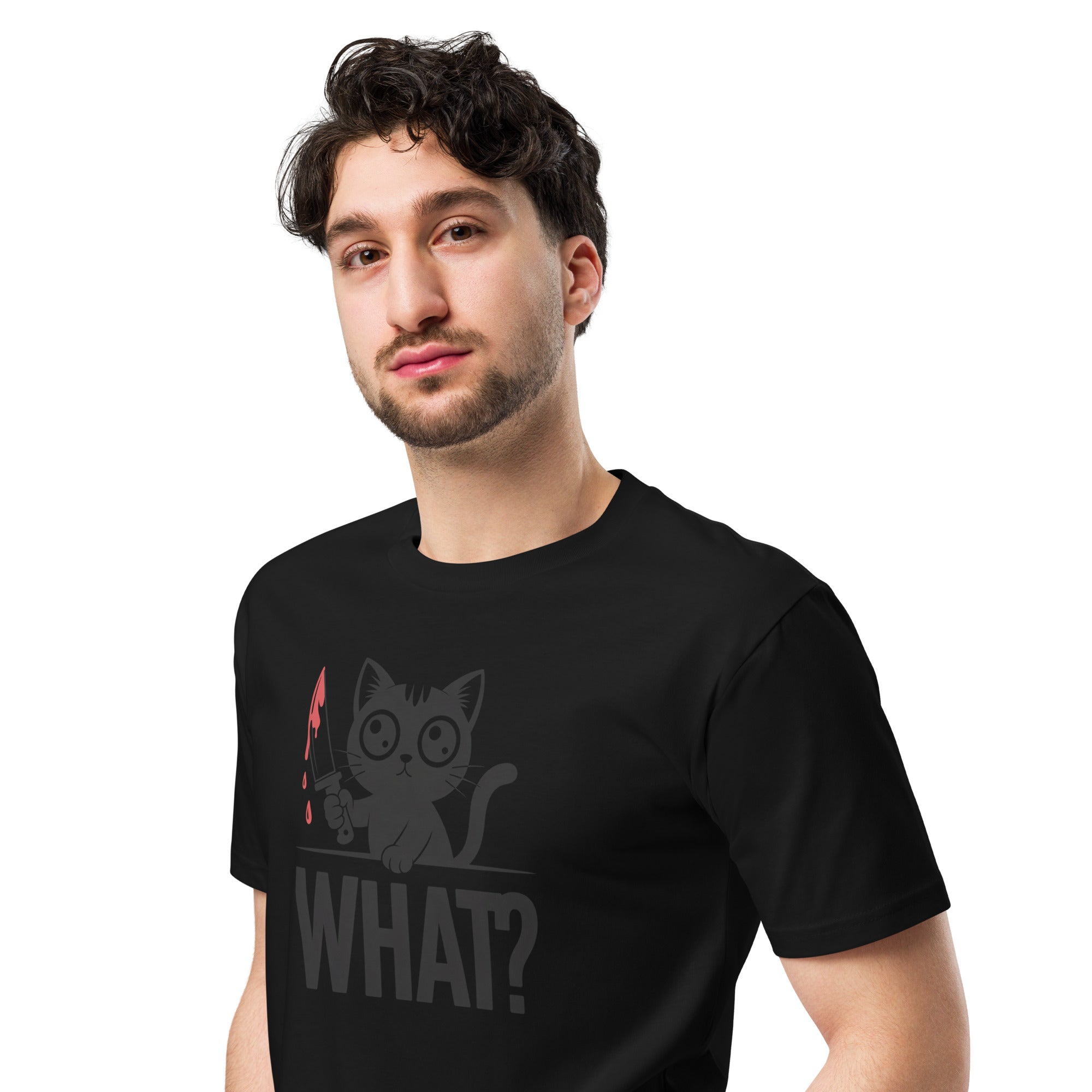 Funny Horror Cat What Graphic Unisex Premium T-Shirt | Gallory Hive