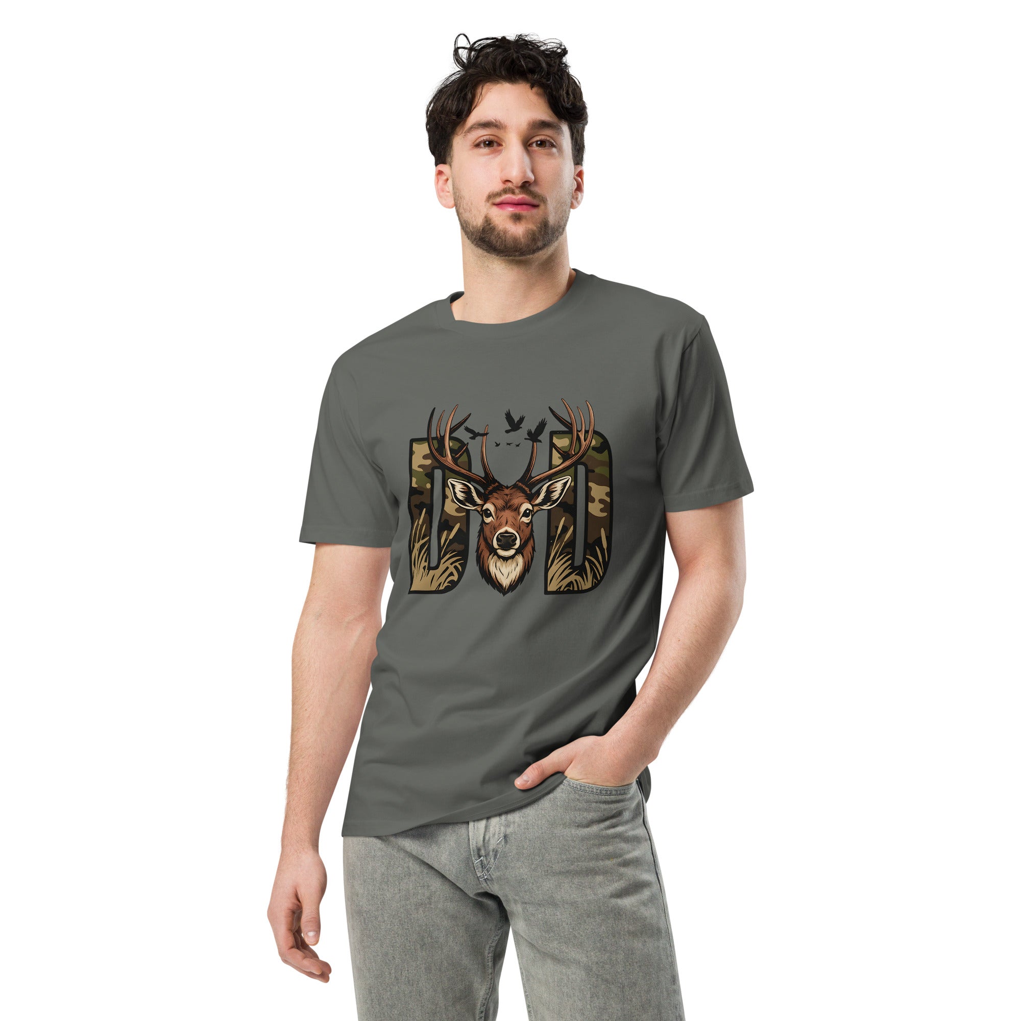 Dad Deer Hunting Premium Cotton T-Shirt | Gallory Hive