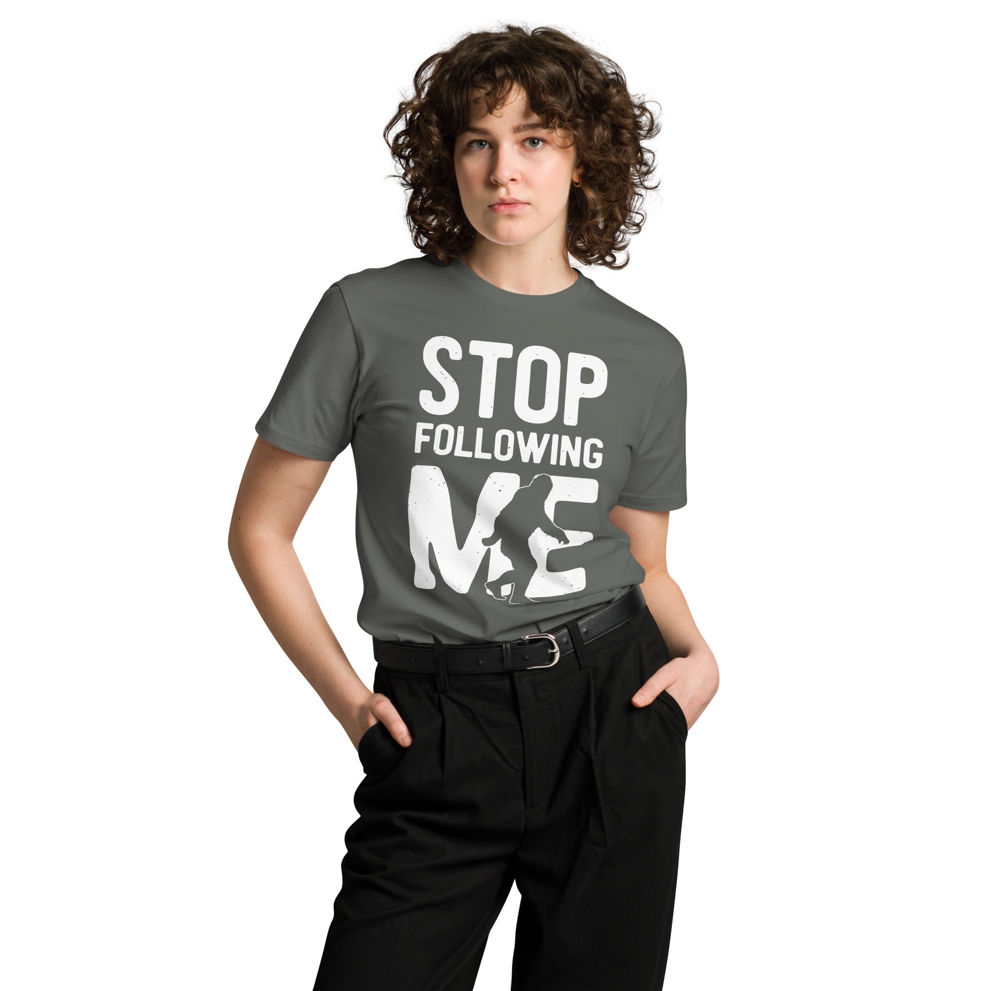Stop Following Me Bigfoot Unisex Premium T-Shirt | Gallory Hive