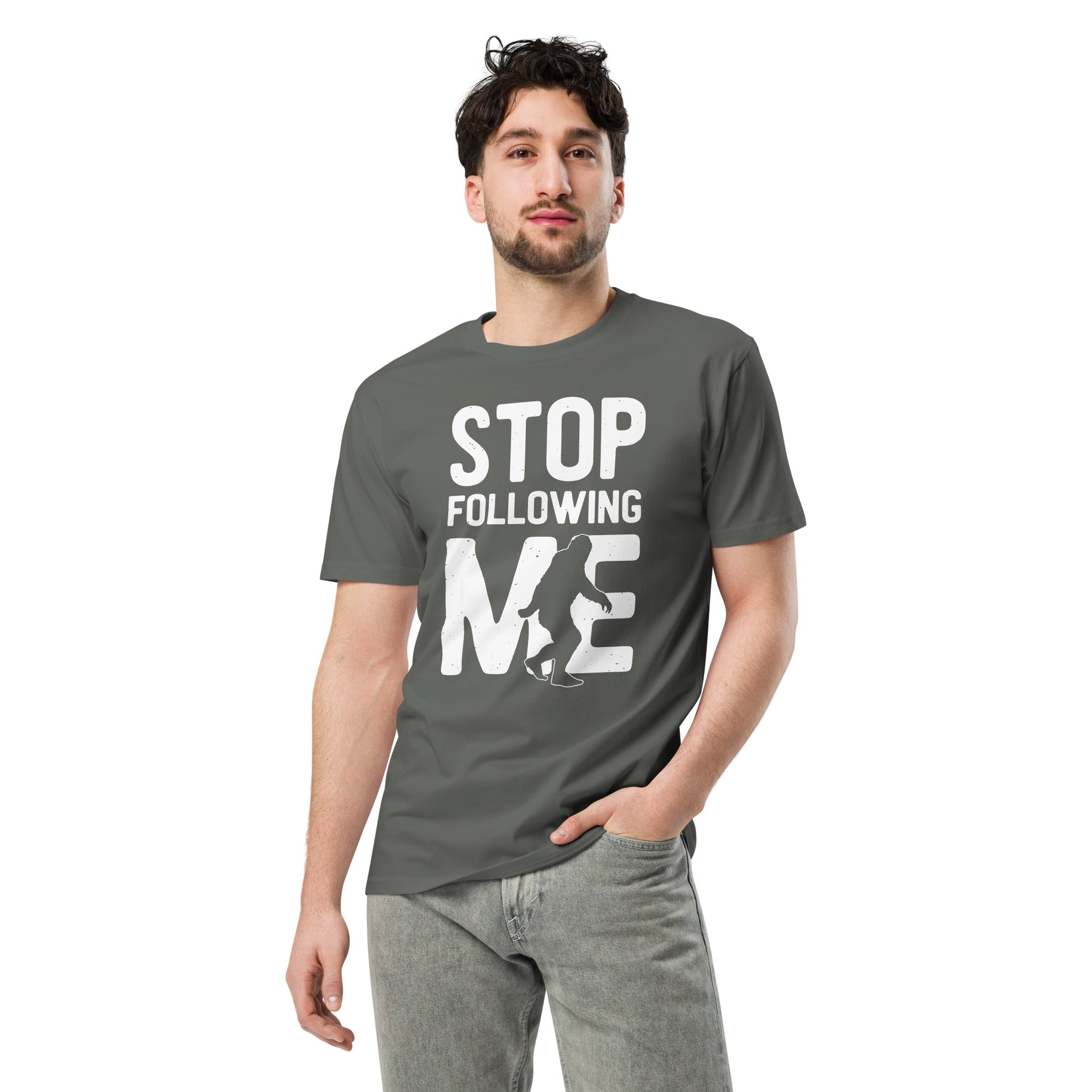 Stop Following Me Bigfoot Unisex Premium T-Shirt | Gallory Hive