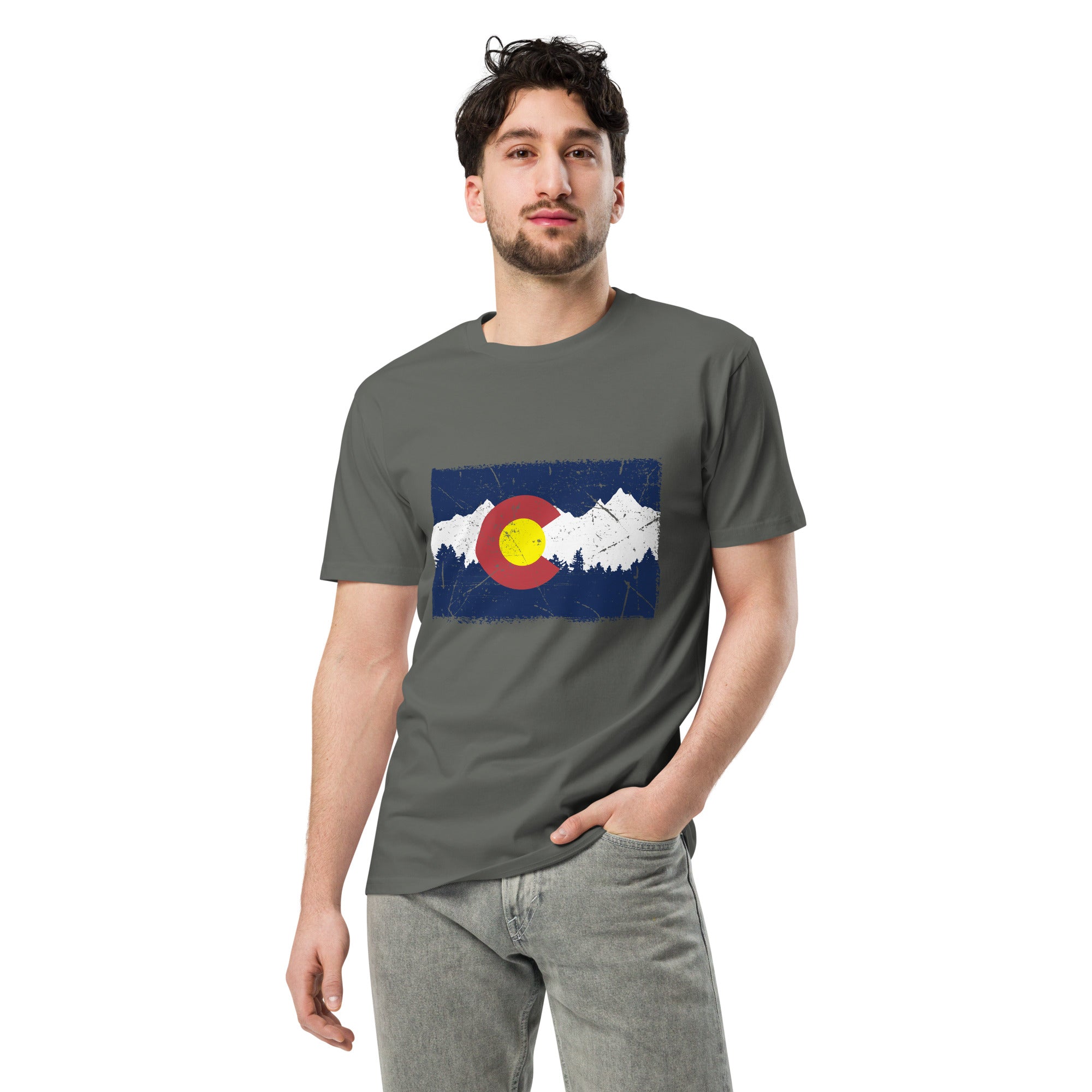 Colorado Mountain Flag Graphic Cotton T-Shirt | Gallory Hive