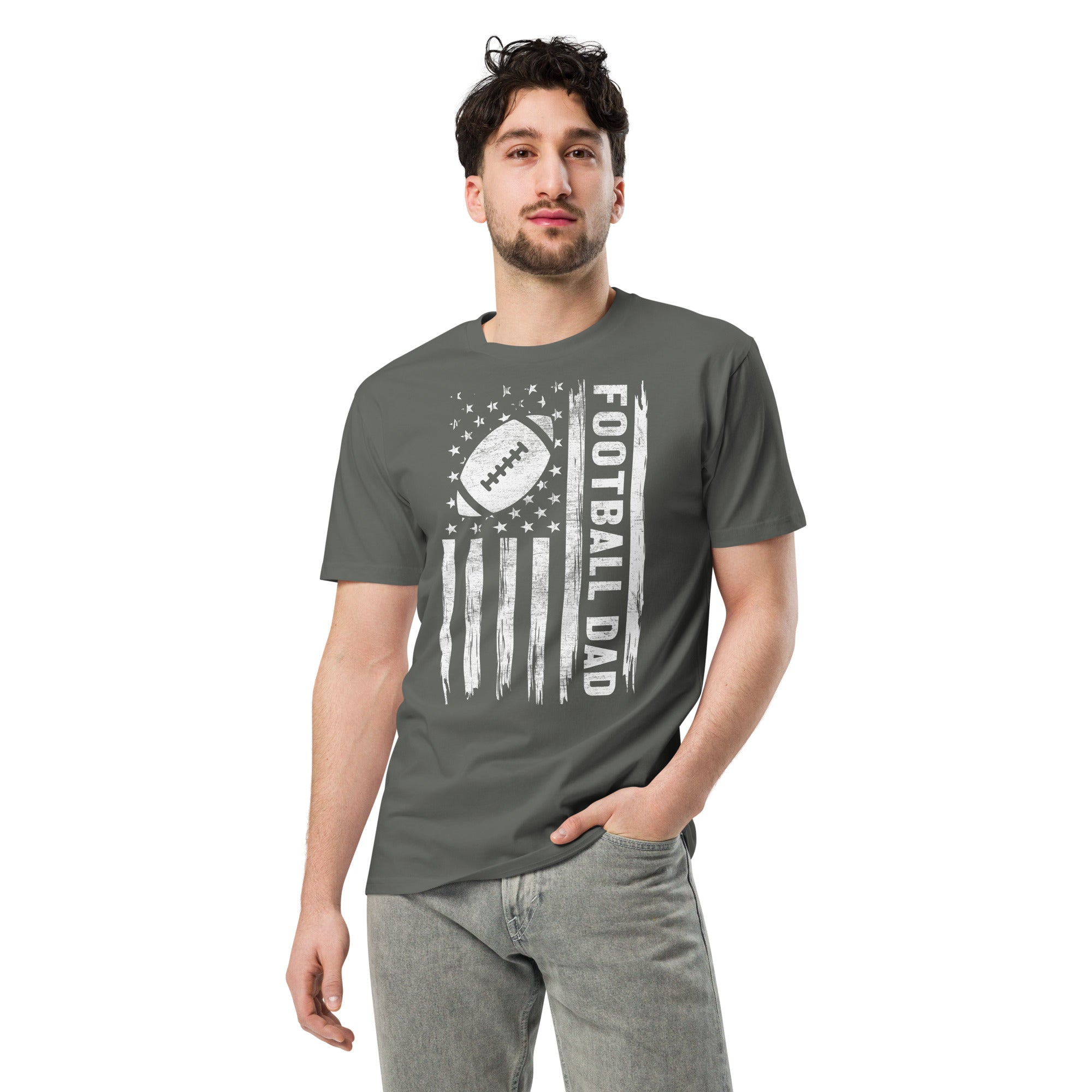Football Dad American Flag Unisex Cotton T-Shirt