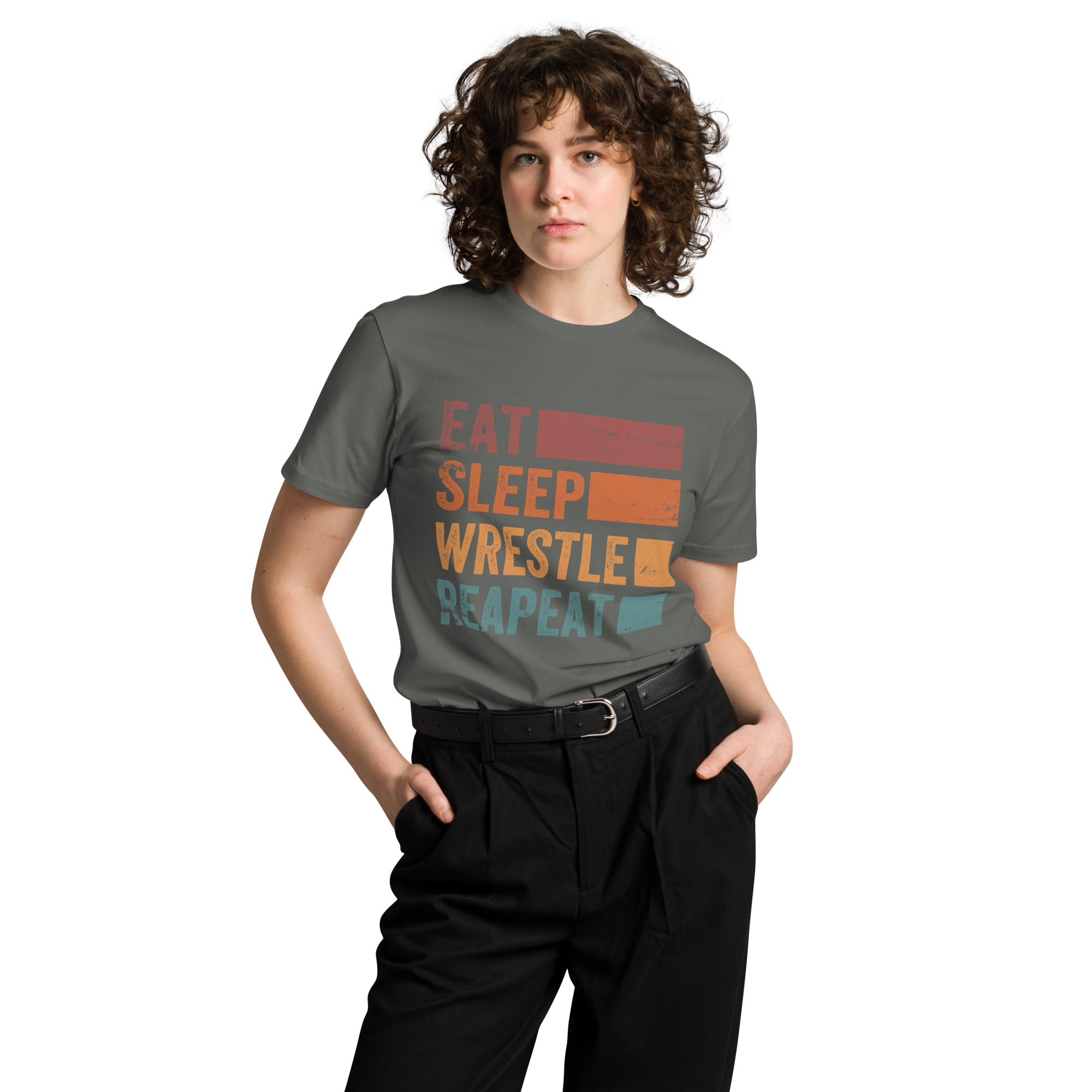 Eat Sleep Wrestle Repeat Wrestling Unisex Premium T-Shirt | Gallory Hive