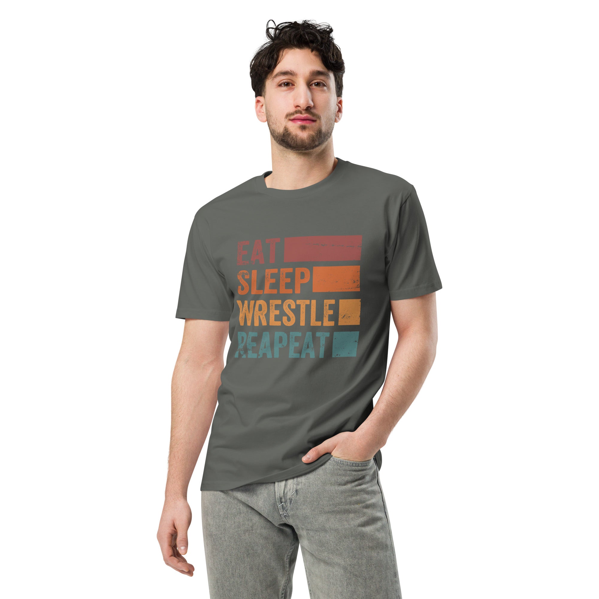 Eat Sleep Wrestle Repeat Wrestling Unisex Premium T-Shirt | Gallory Hive