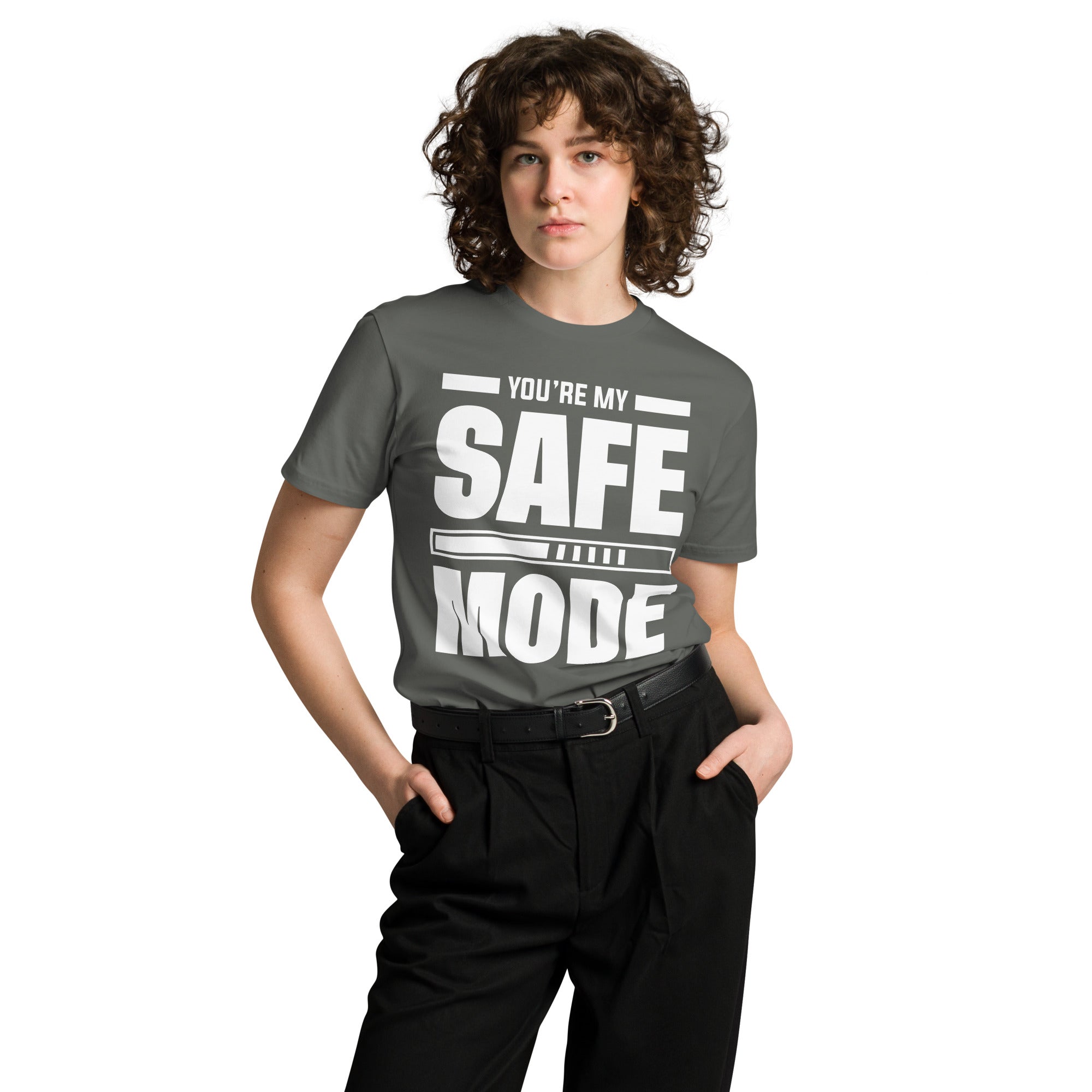 Safe Mode Typography Premium Cotton T-Shirt | Gallory Hive