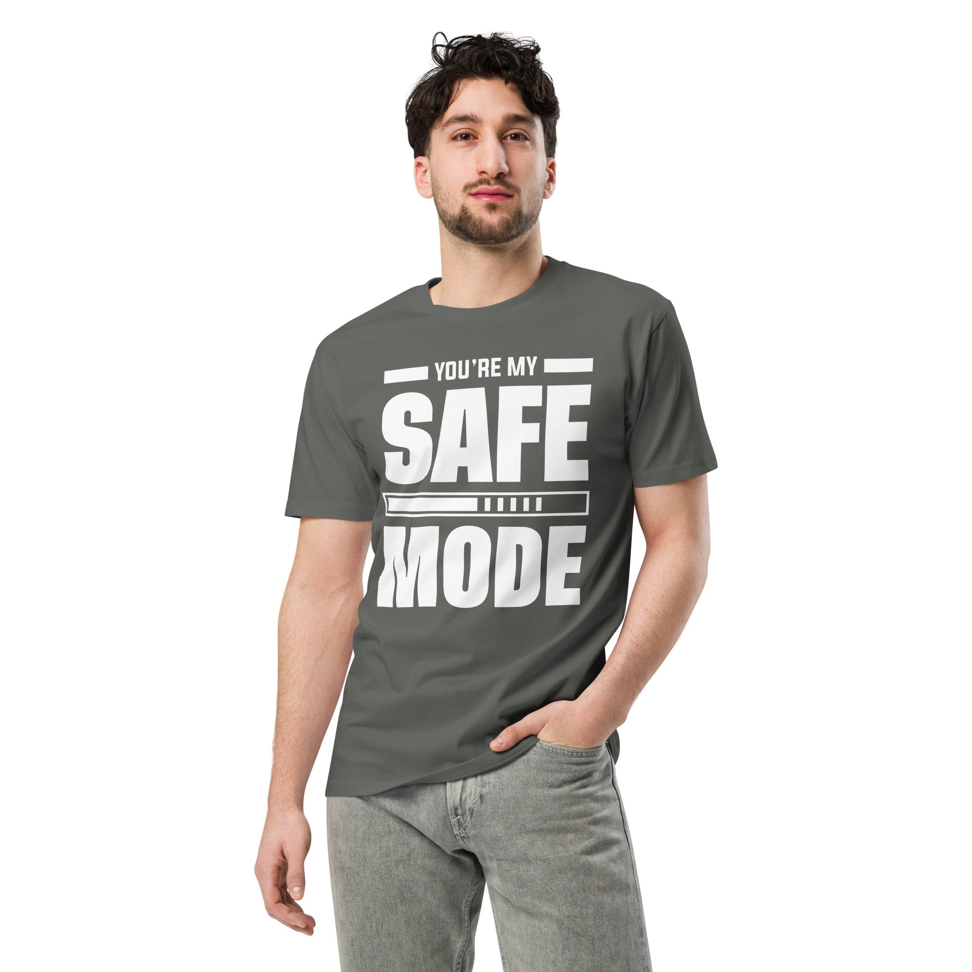 Safe Mode Typography Premium Cotton T-Shirt | Gallory Hive