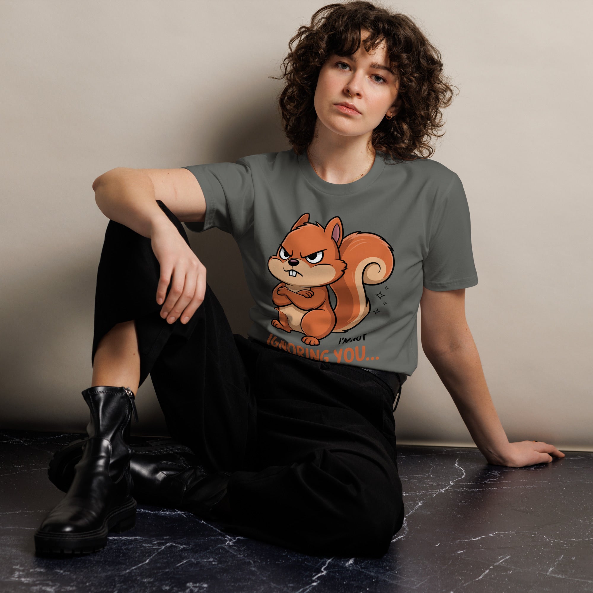 Ignoring You Funny Angry Squirrel Premium Cotton T-Shirt | Gallory Hive
