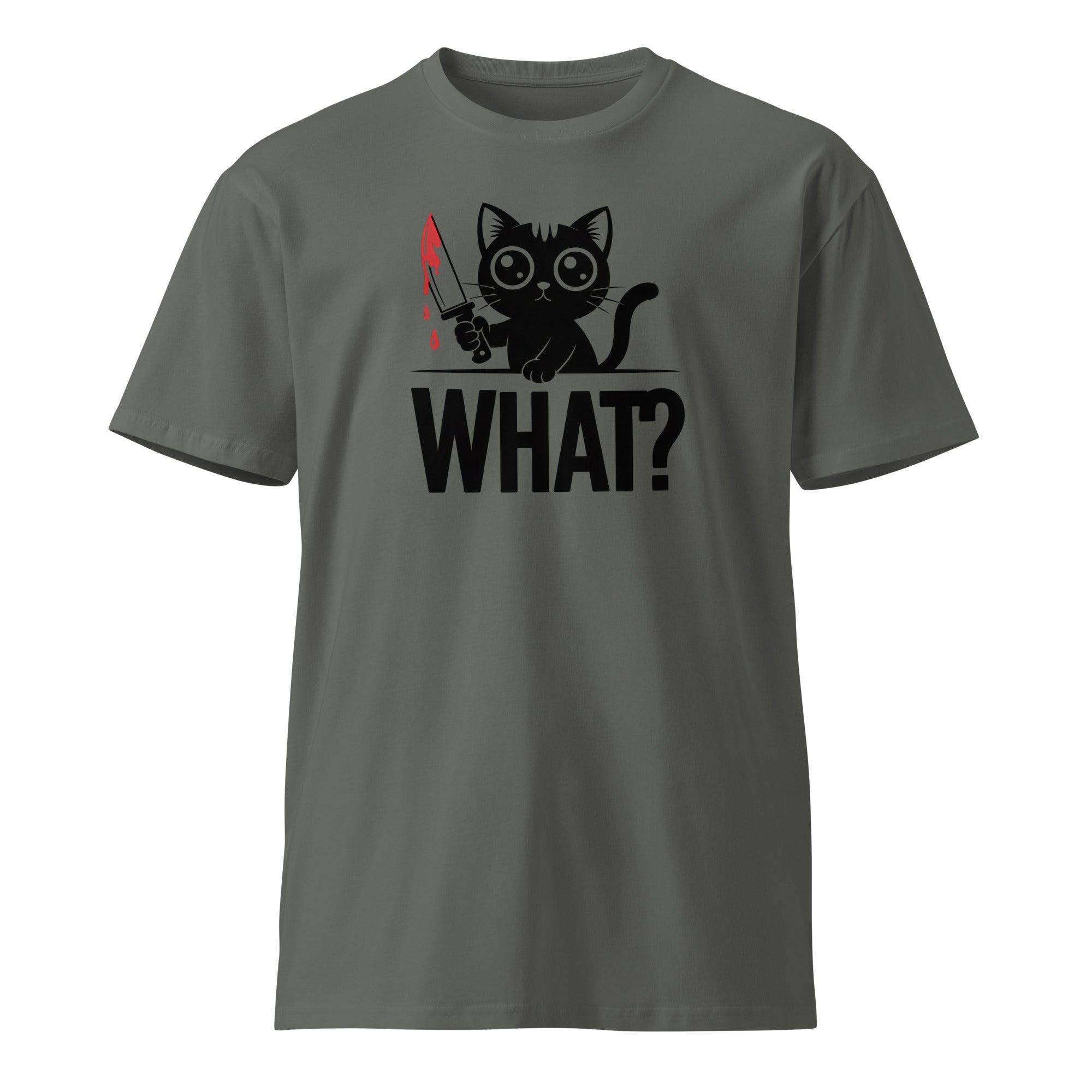Funny Horror Cat What Graphic Unisex Premium T-Shirt | Gallory Hive