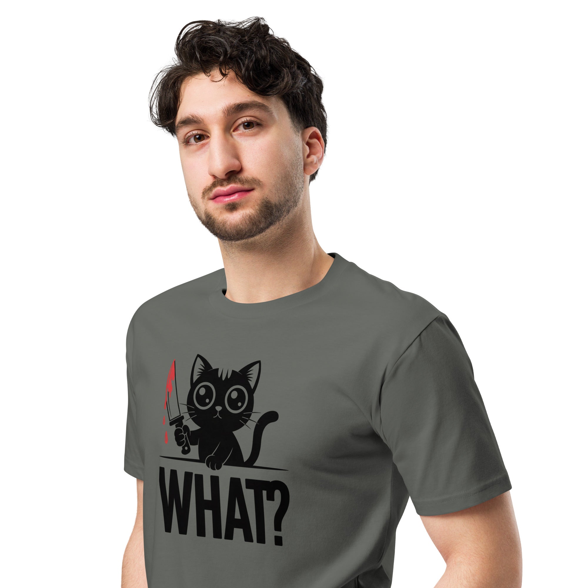 Funny Horror Cat What Graphic Unisex Premium T-Shirt | Gallory Hive