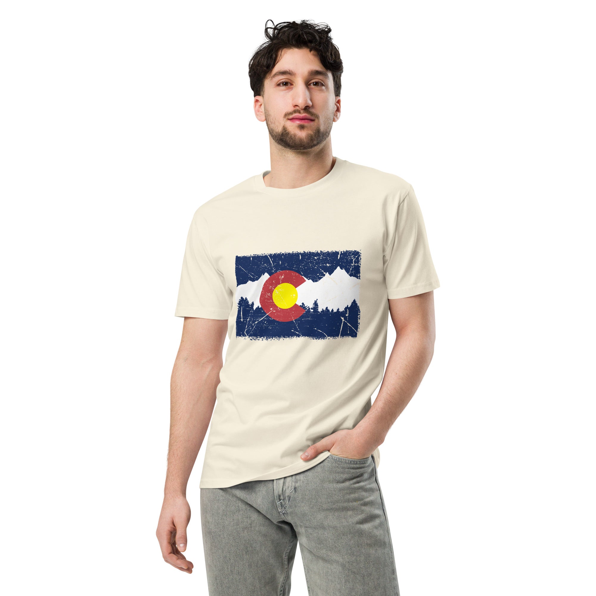 Colorado Mountain Flag Graphic Cotton T-Shirt | Gallory Hive