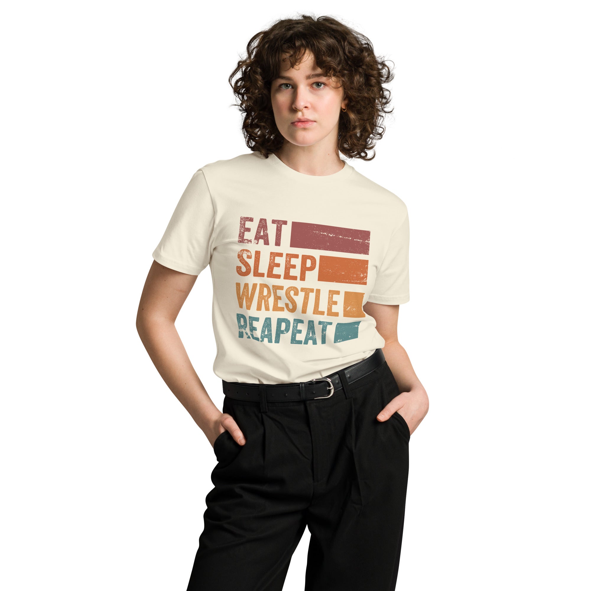 Eat Sleep Wrestle Repeat Wrestling Unisex Premium T-Shirt | Gallory Hive