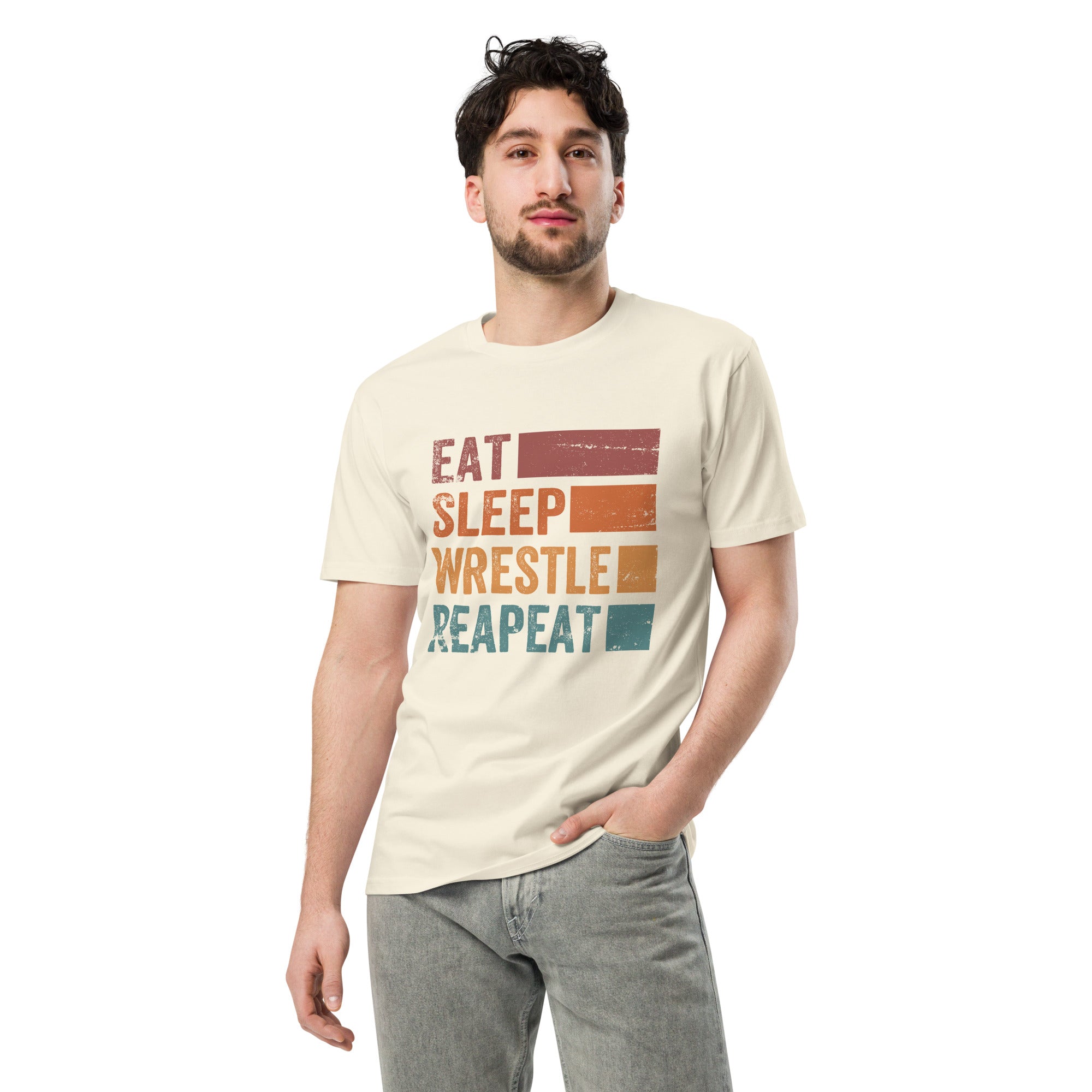 Eat Sleep Wrestle Repeat Wrestling Unisex Premium T-Shirt | Gallory Hive