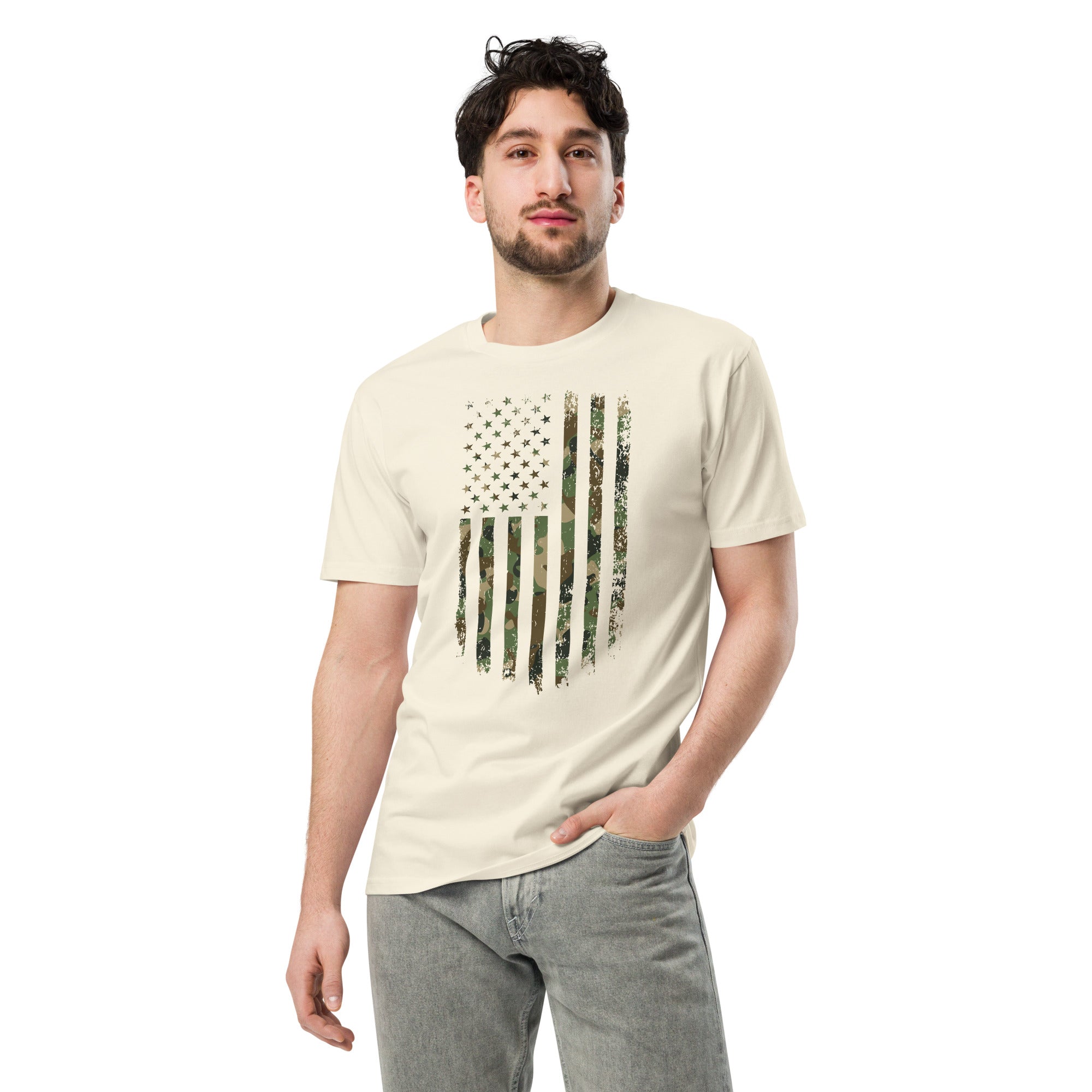 Military Style USA Flag Premium Cotton T-Shirt | Gallory Hive
