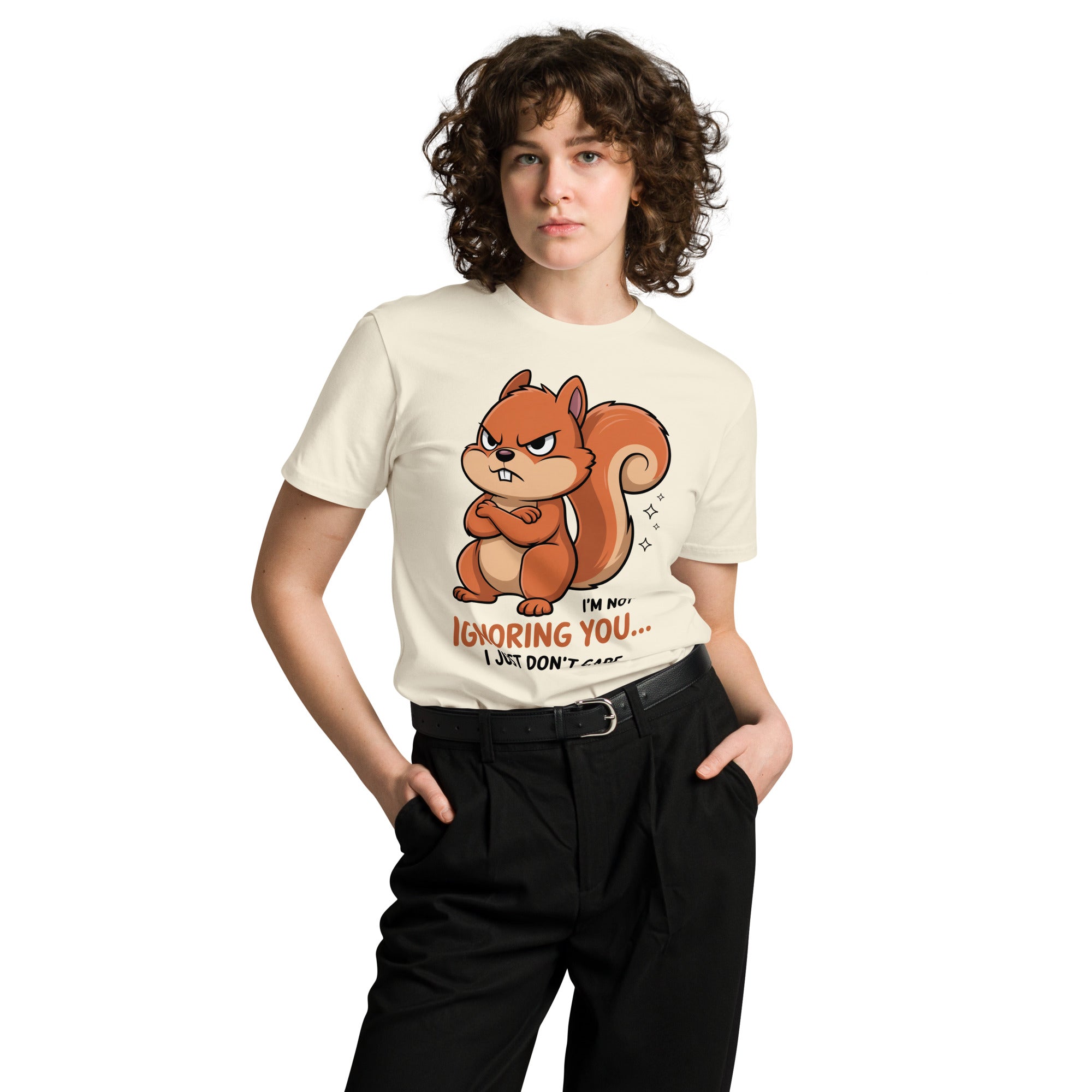 Ignoring You Funny Angry Squirrel Premium Cotton T-Shirt | Gallory Hive