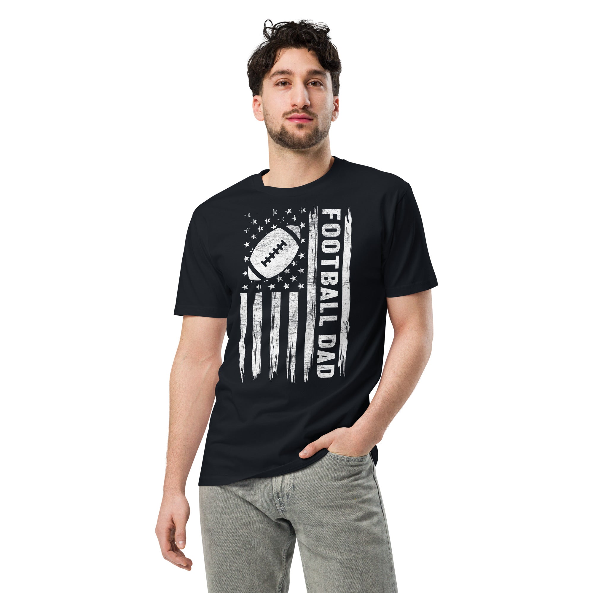 Football Dad American Flag Unisex Cotton T-Shirt
