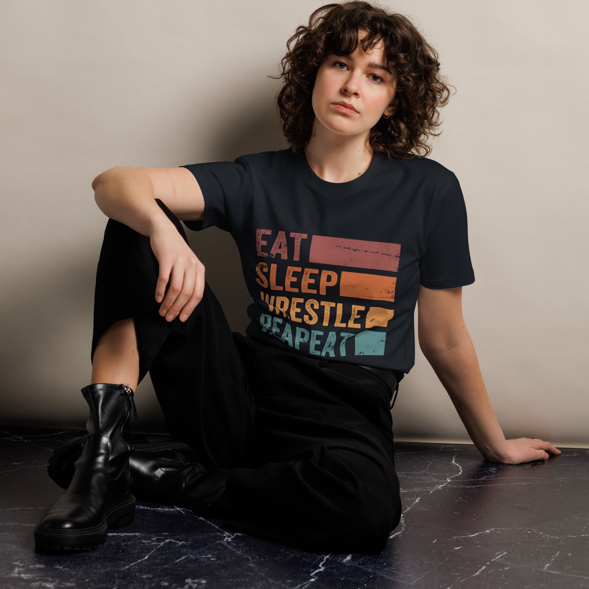 Eat Sleep Wrestle Repeat Wrestling Unisex Premium T-Shirt | Gallory Hive