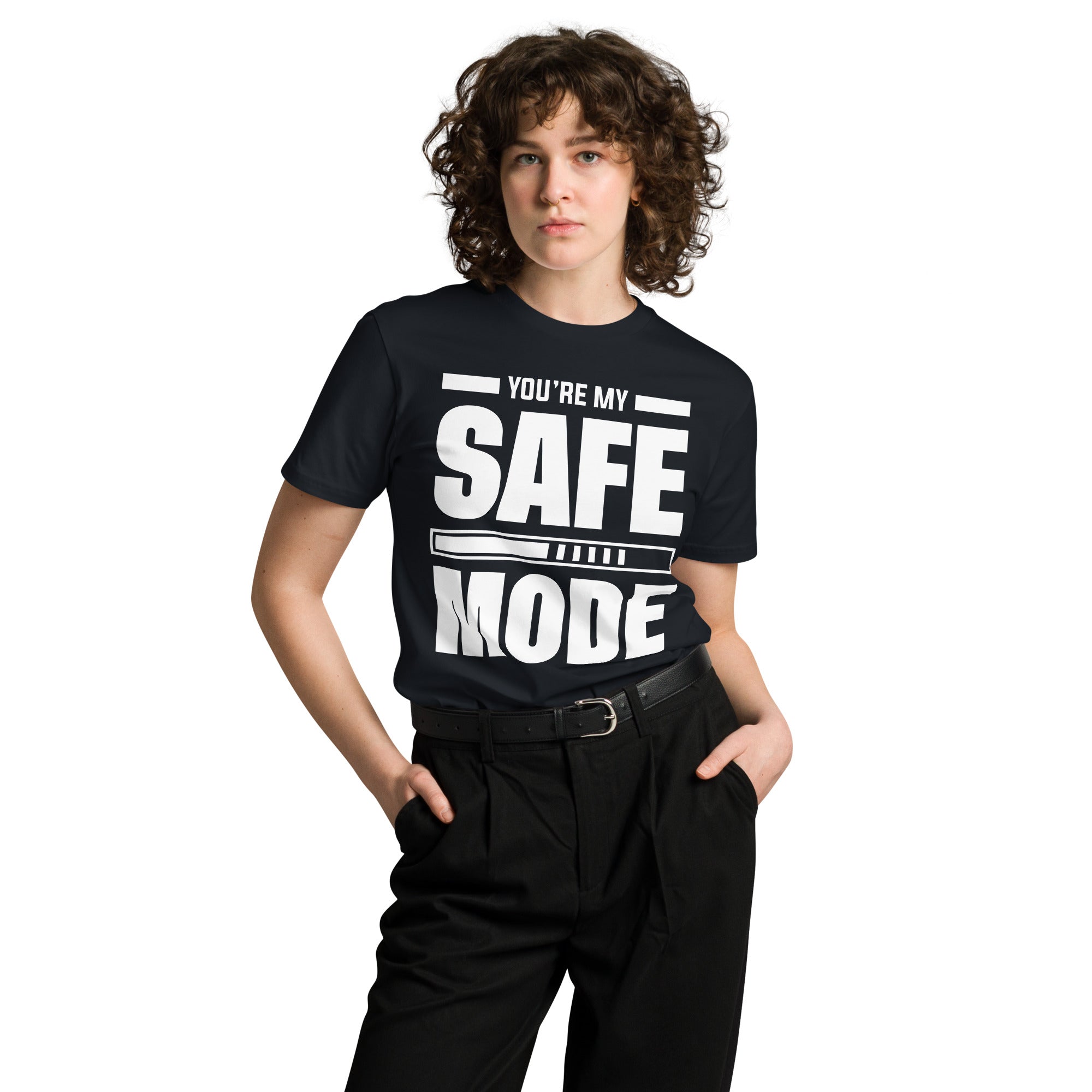 Safe Mode Typography Premium Cotton T-Shirt | Gallory Hive