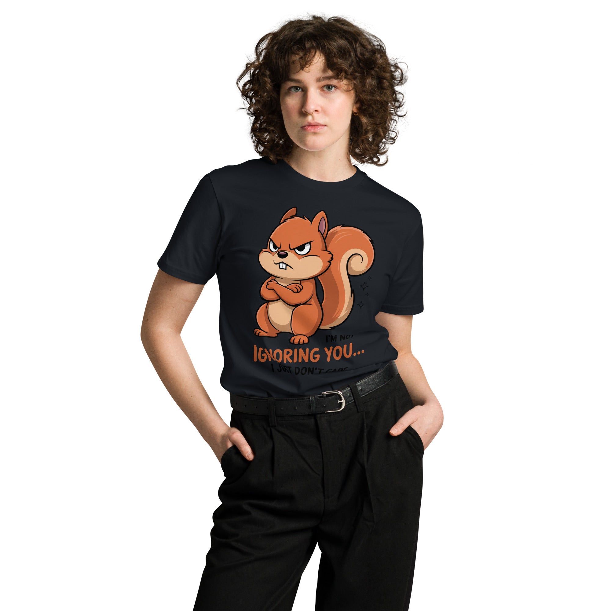 Ignoring You Funny Angry Squirrel Premium Cotton T-Shirt | Gallory Hive