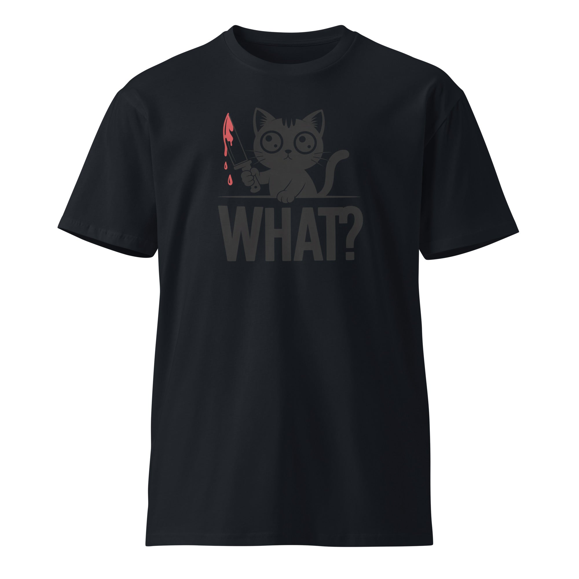 Funny Horror Cat What Graphic Unisex Premium T-Shirt | Gallory Hive