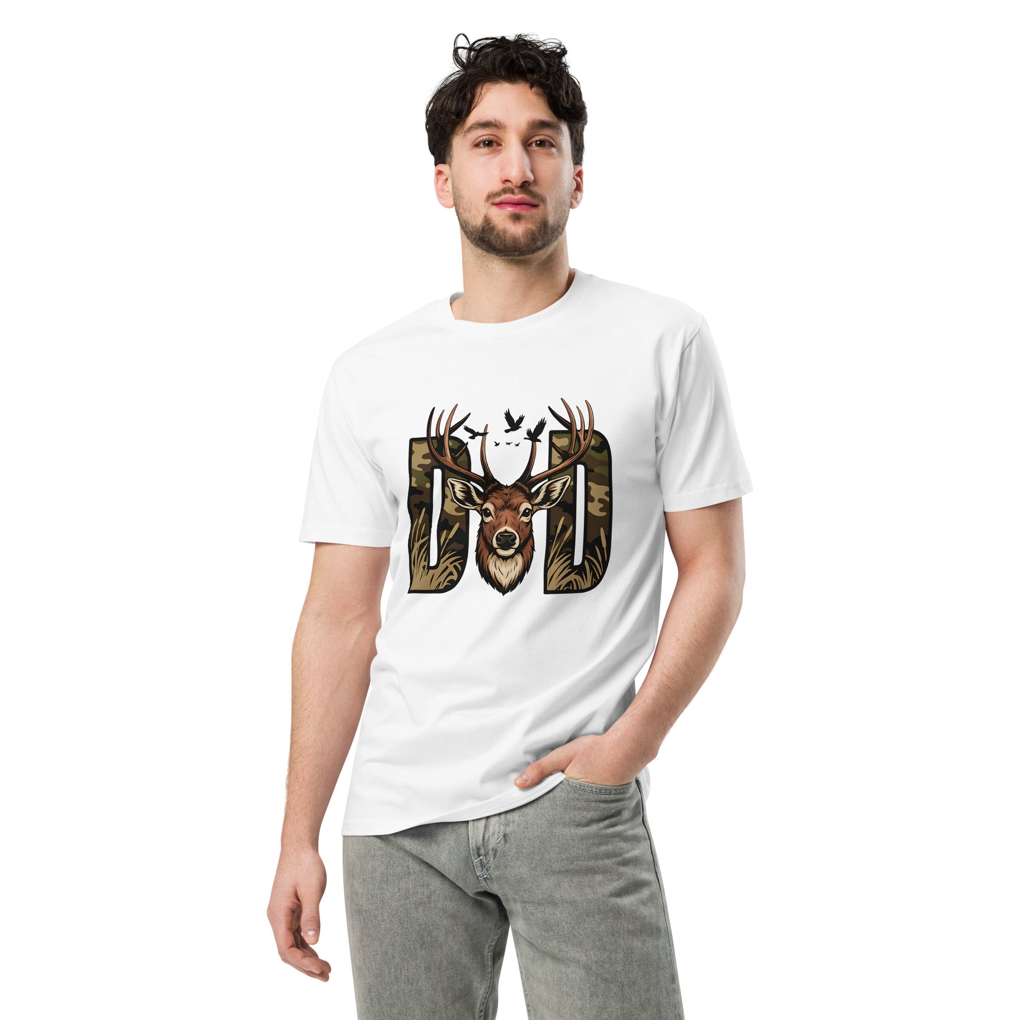 Dad Deer Hunting Premium Cotton T-Shirt | Gallory Hive