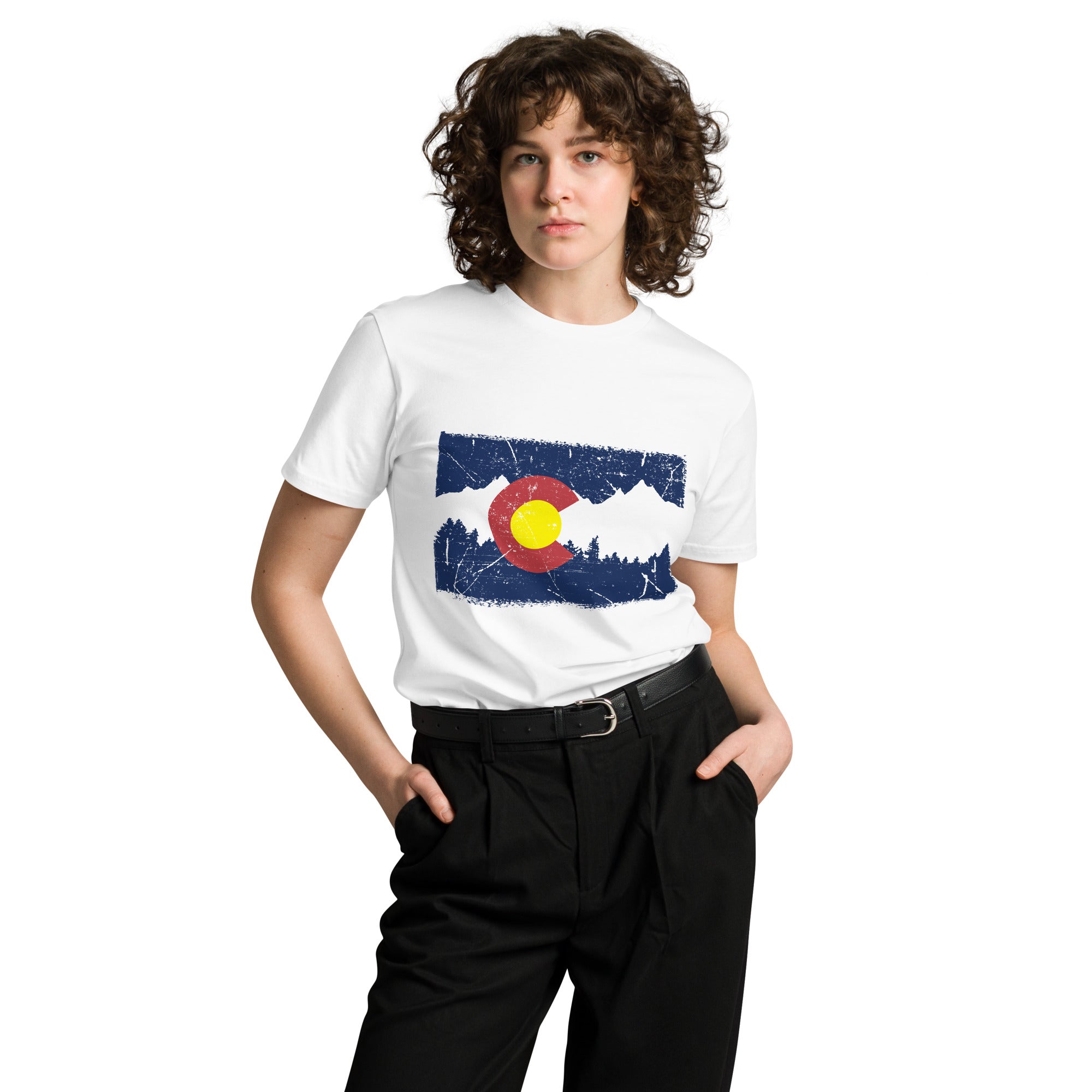 Colorado Mountain Flag Graphic Cotton T-Shirt | Gallory Hive