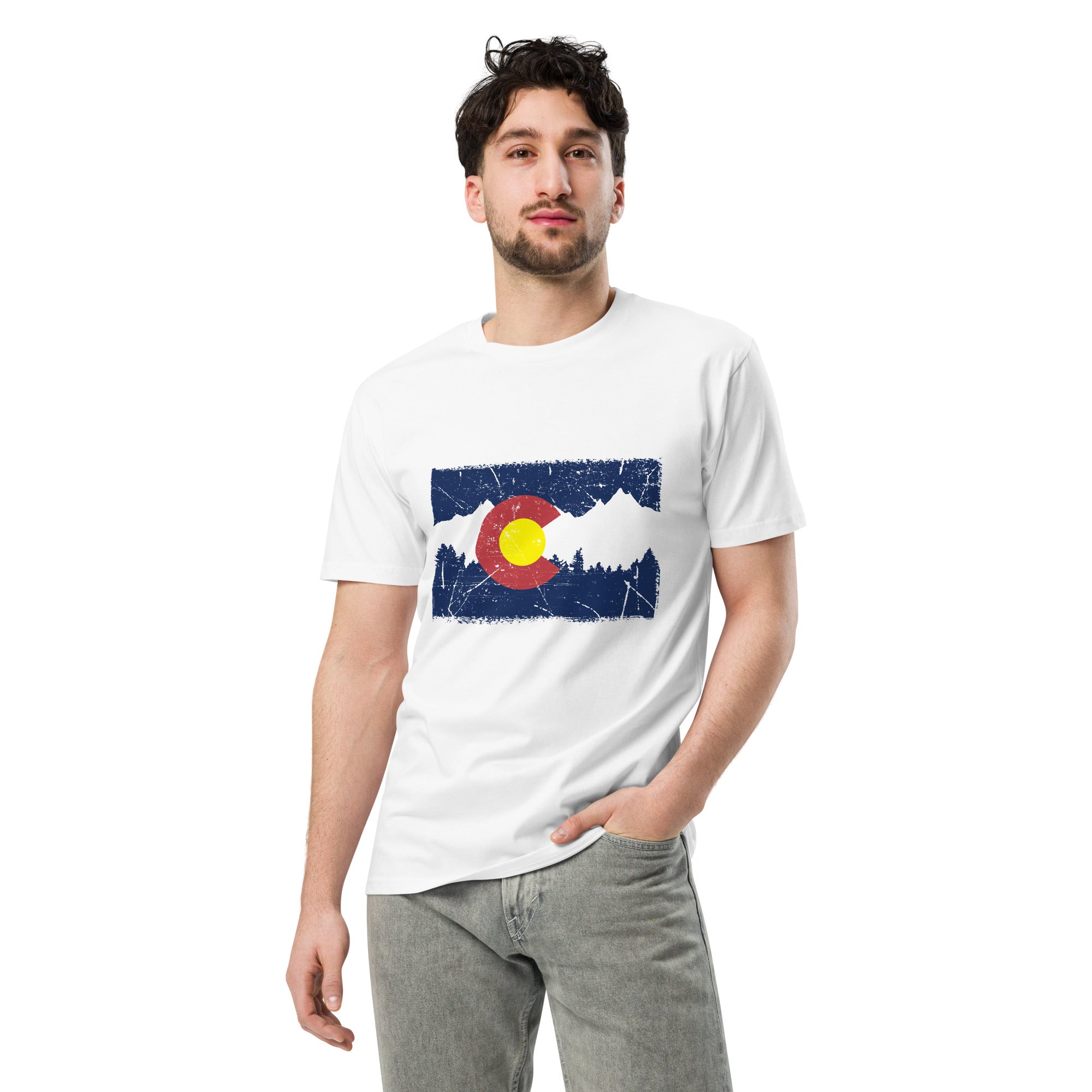 Colorado Mountain Flag Graphic Cotton T-Shirt | Gallory Hive