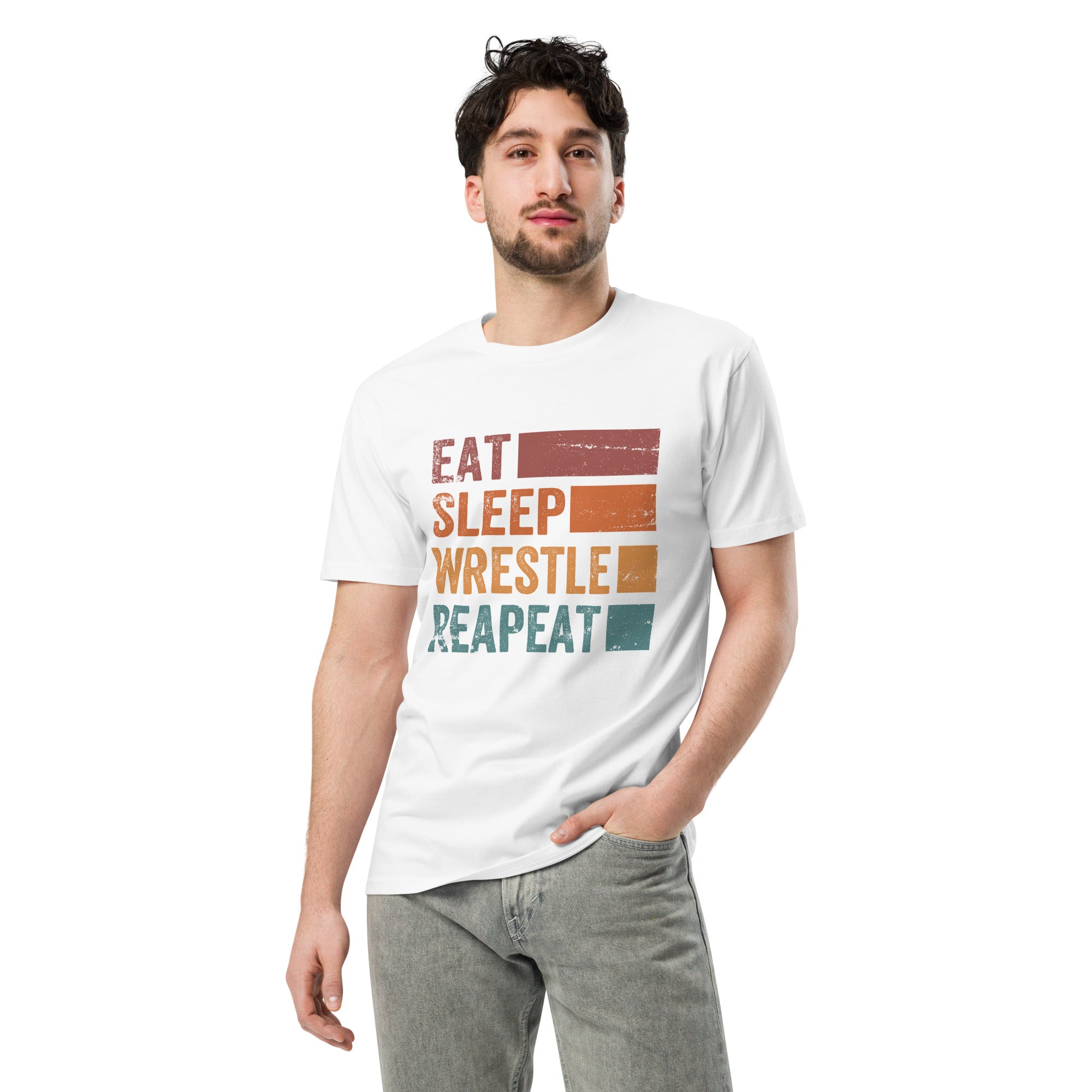 Eat Sleep Wrestle Repeat Wrestling Unisex Premium T-Shirt | Gallory Hive