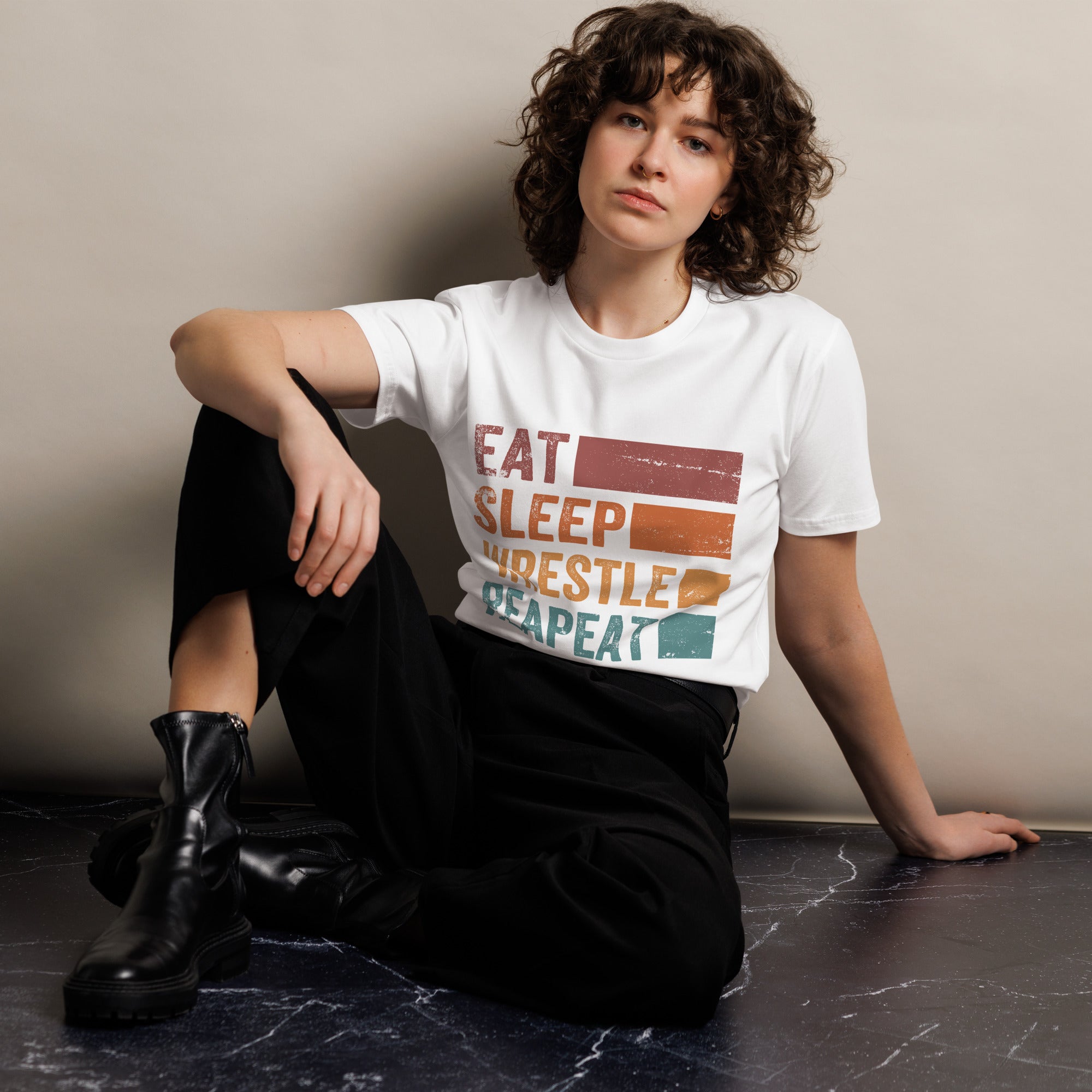Eat Sleep Wrestle Repeat Wrestling Unisex Premium T-Shirt | Gallory Hive