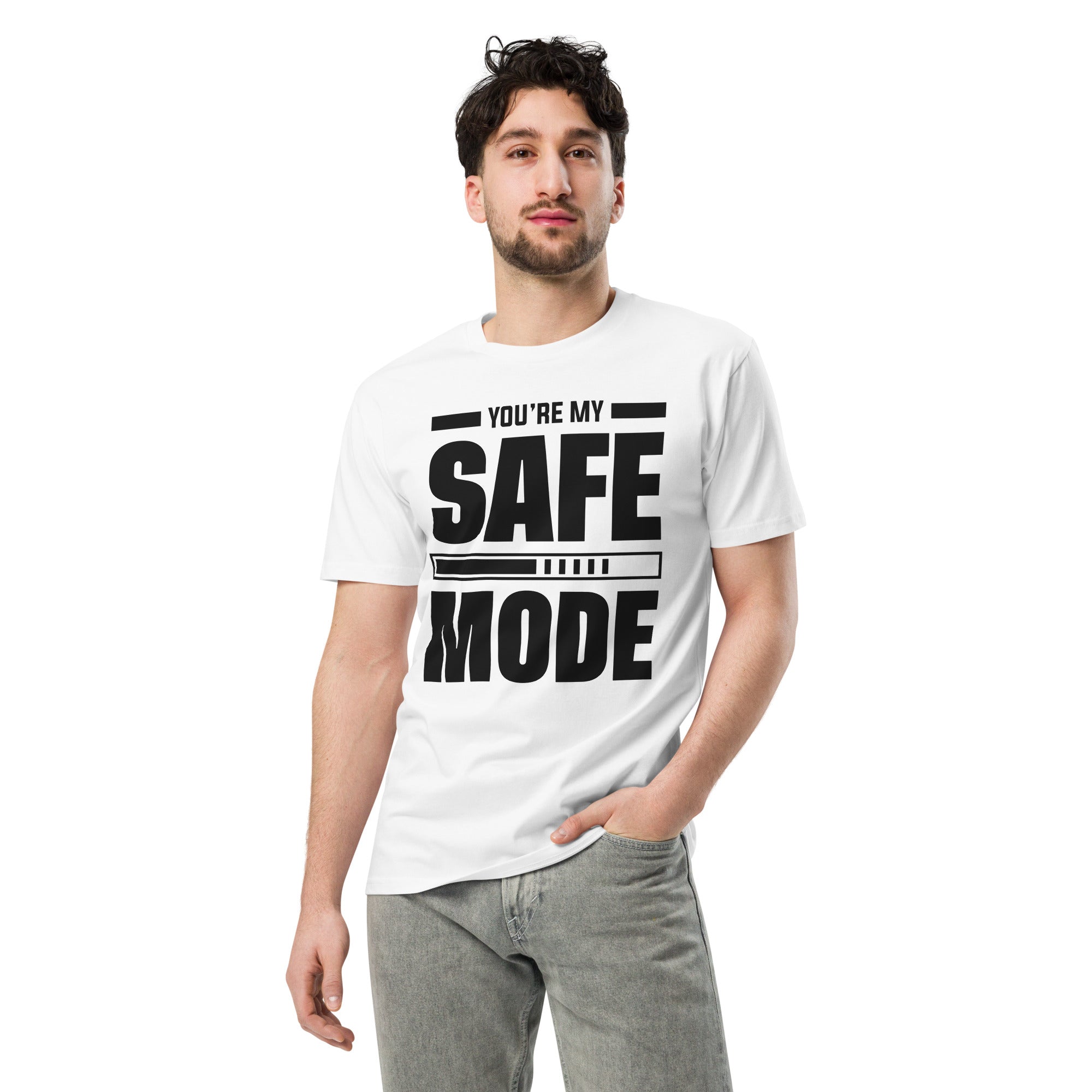 Safe Mode Typography Premium Cotton T-Shirt | Gallory Hive